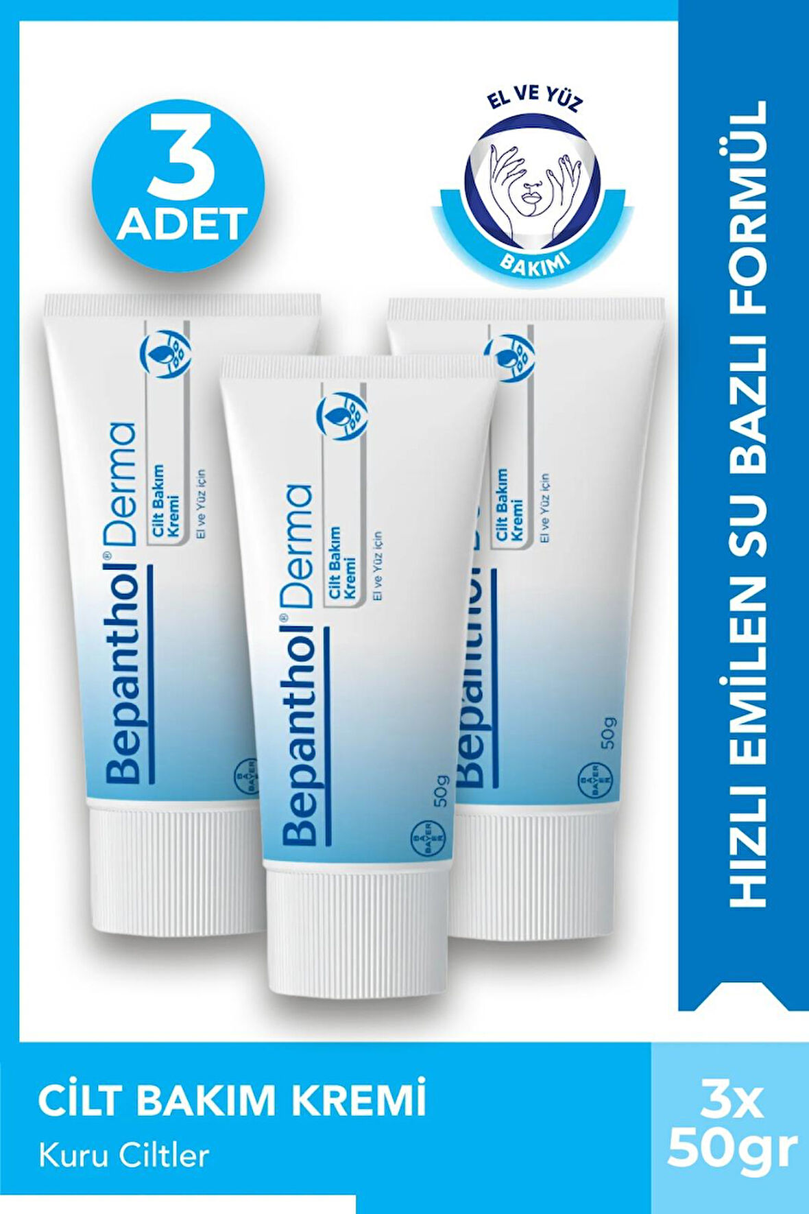 Bepanthol Derma Cilt Bakım Kremi 50 gr 3 Adet