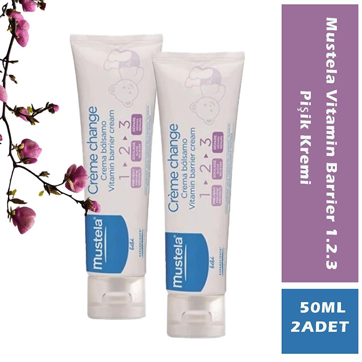 Mustela Vitamin Barrier 1.2.3 Pişik Kremi 50 ml 2 Adet