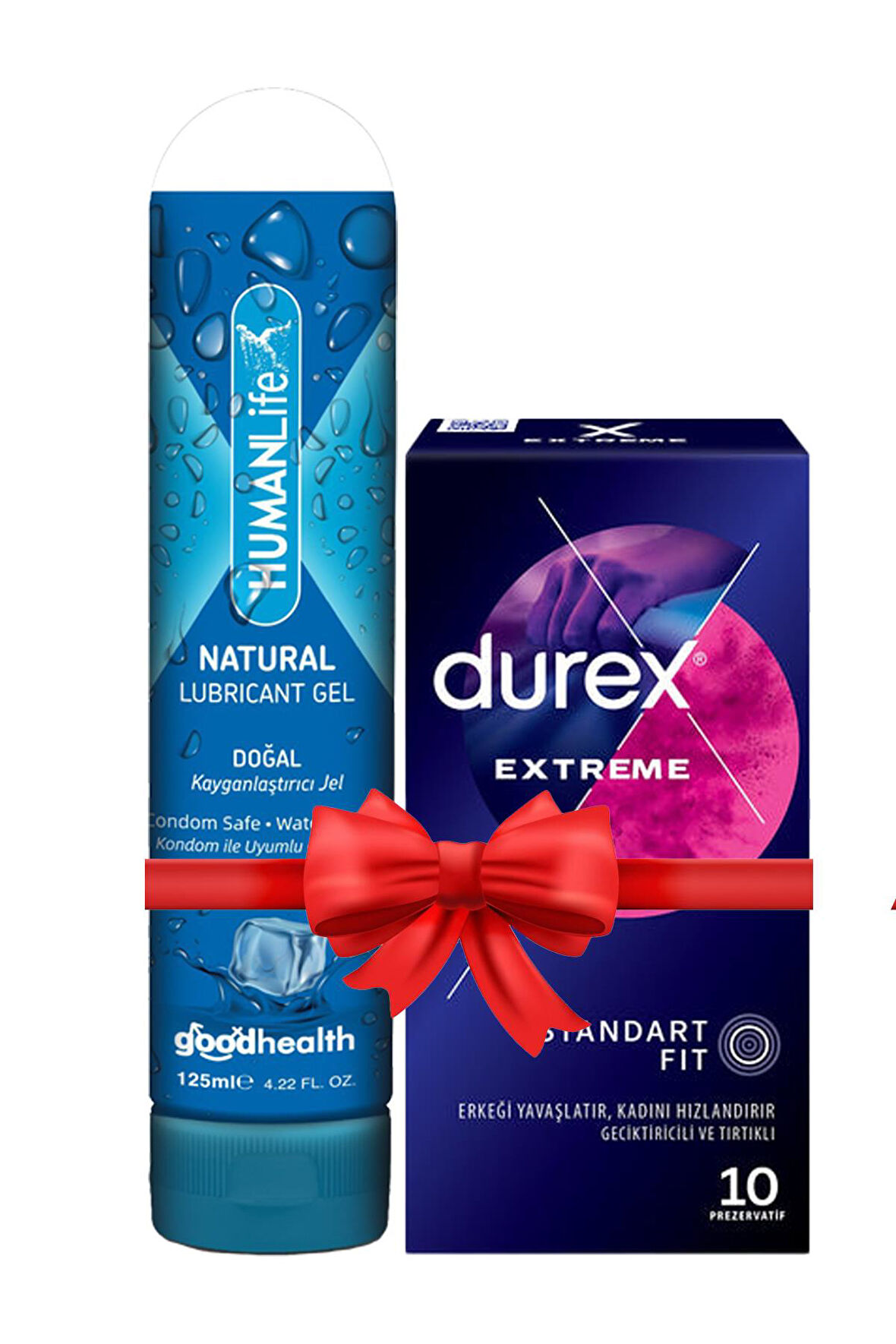 Durex Extreme Prezervatif 10'lu + Humanlife Doğal Kayganlaştırıcı Jel Lubricant 125 ml