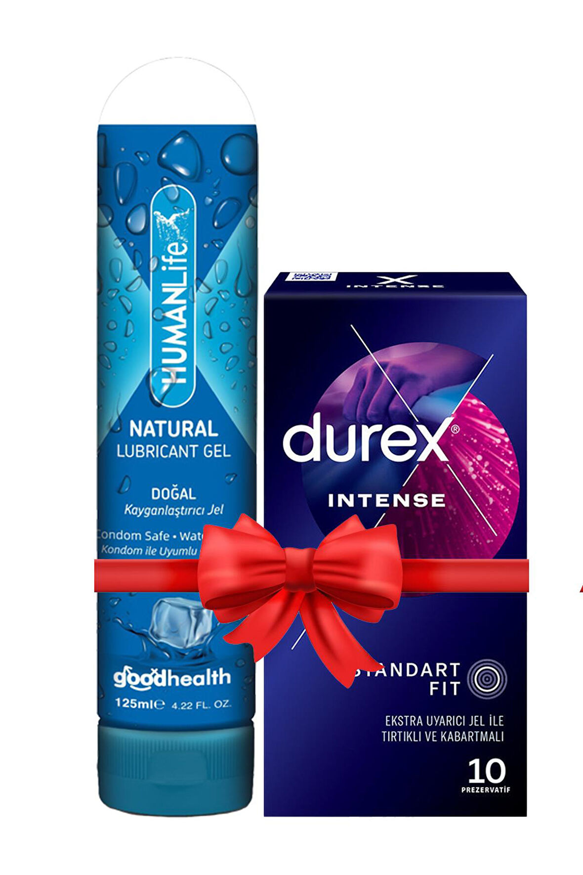 Durex Intense Prezervatif 10'lu + Humanlife Doğal Kayganlaştırıcı Jel Lubricant 125 ml