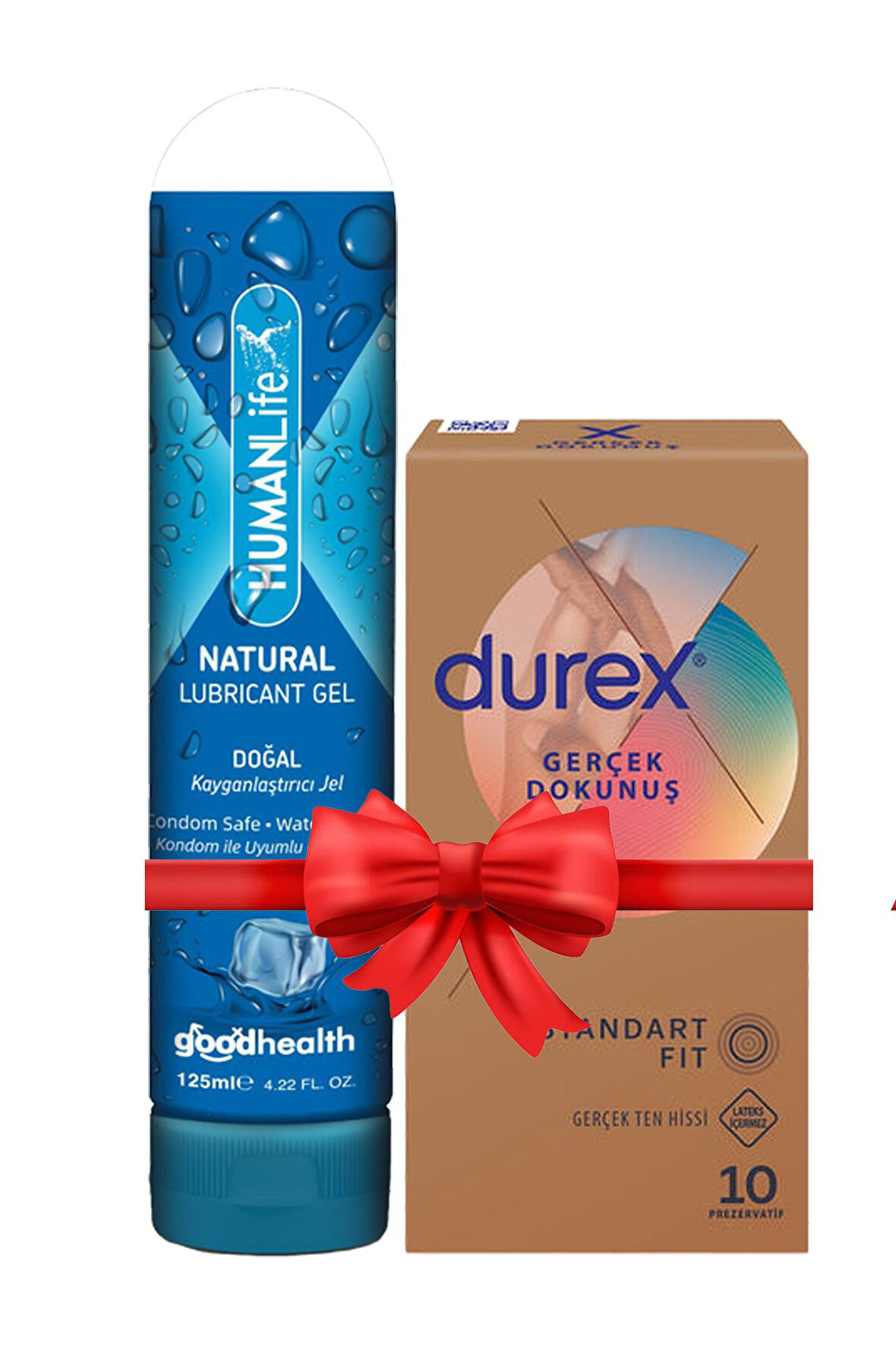 Durex Gerçek Dokunuş Ultra Kaygan Prezervatif 10'lu + Humanlife Doğal Kayganlaştırıcı Jel Lubricant 125 ml