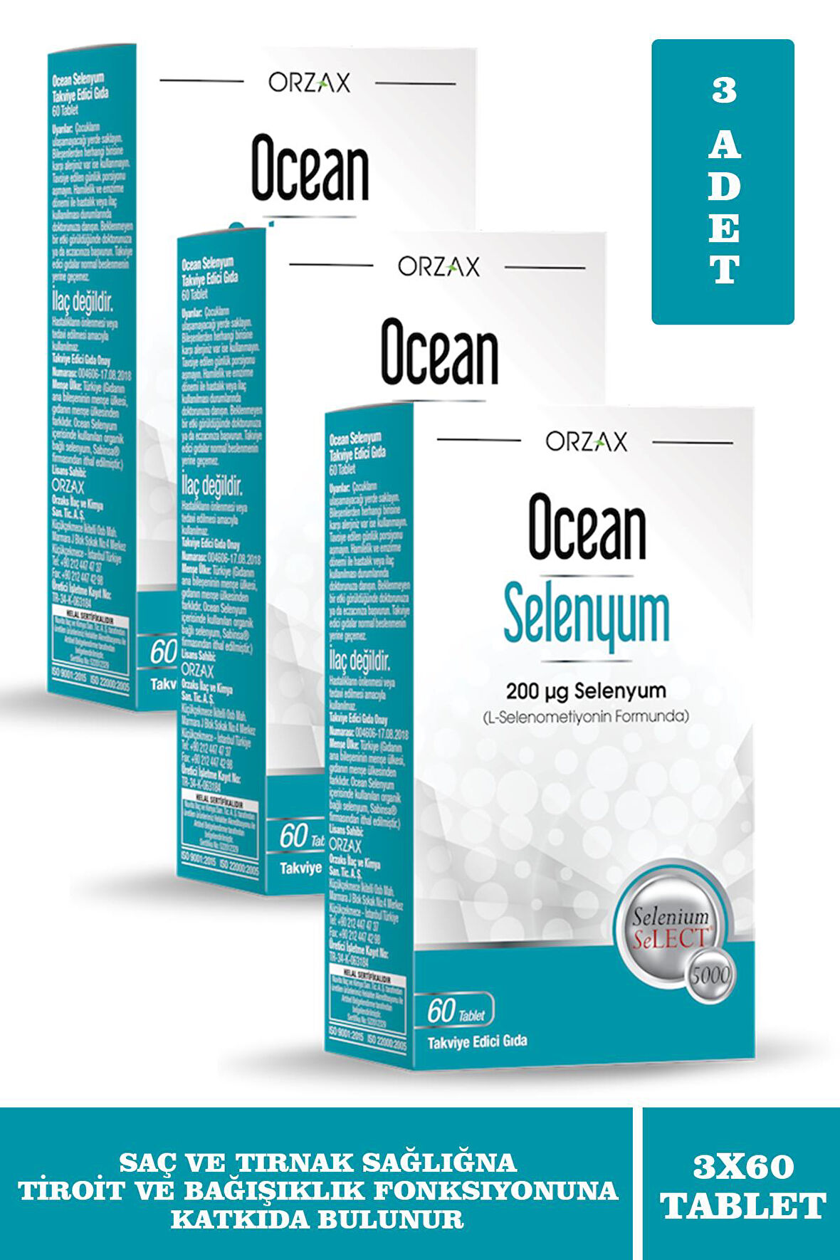 Ocean Selenyum 200 mcg 60 Tablet 3 Adet