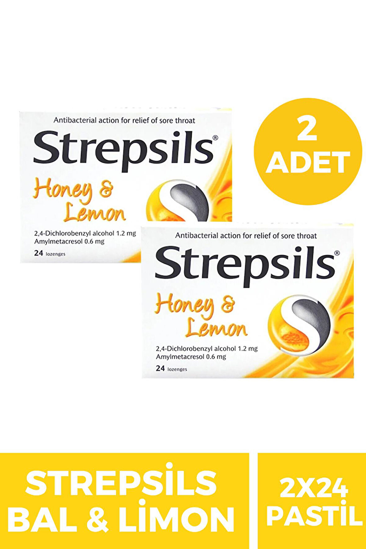 Strepsils Bal-Limon Aromalı 24 Pastil 2 Adet