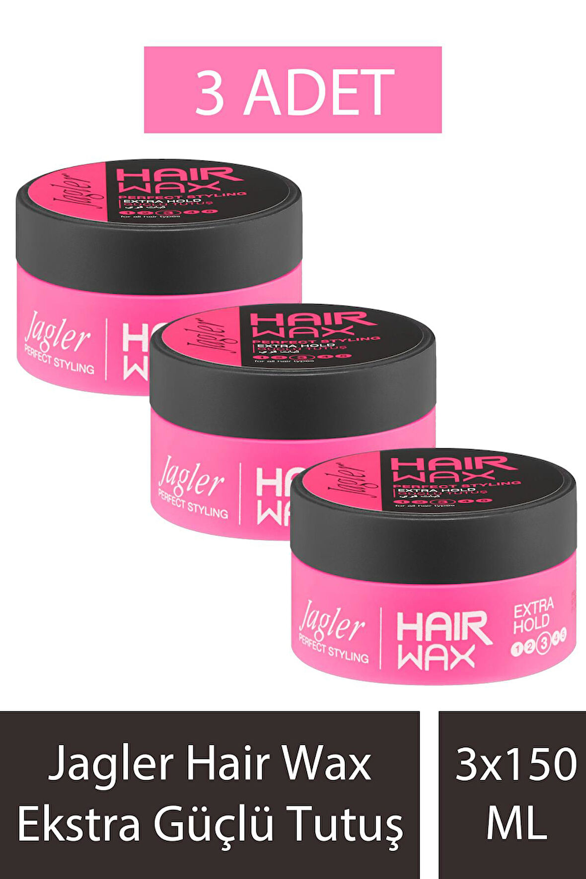 Jagler Hair Wax Ekstra Güçlü Tutuş 150 ml 3 Adet