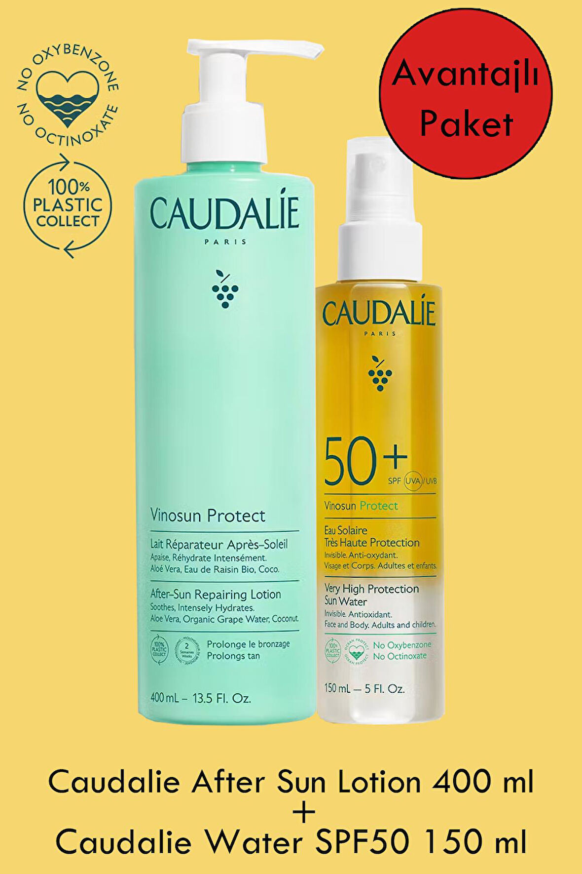 Caudalie Very High Protection Water SPF50 150 ml + Caudalie After Sun Repairing Lotion 400 ml