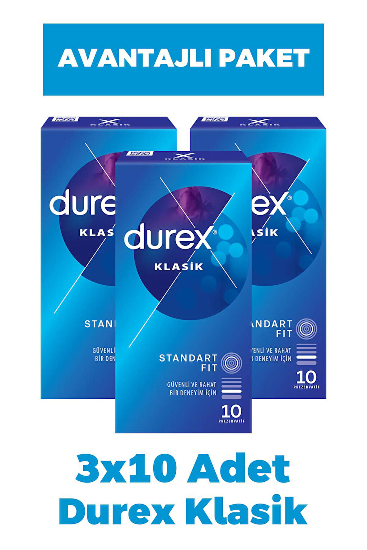 Durex Klasik Prezervatif 10'lu 3 Adet