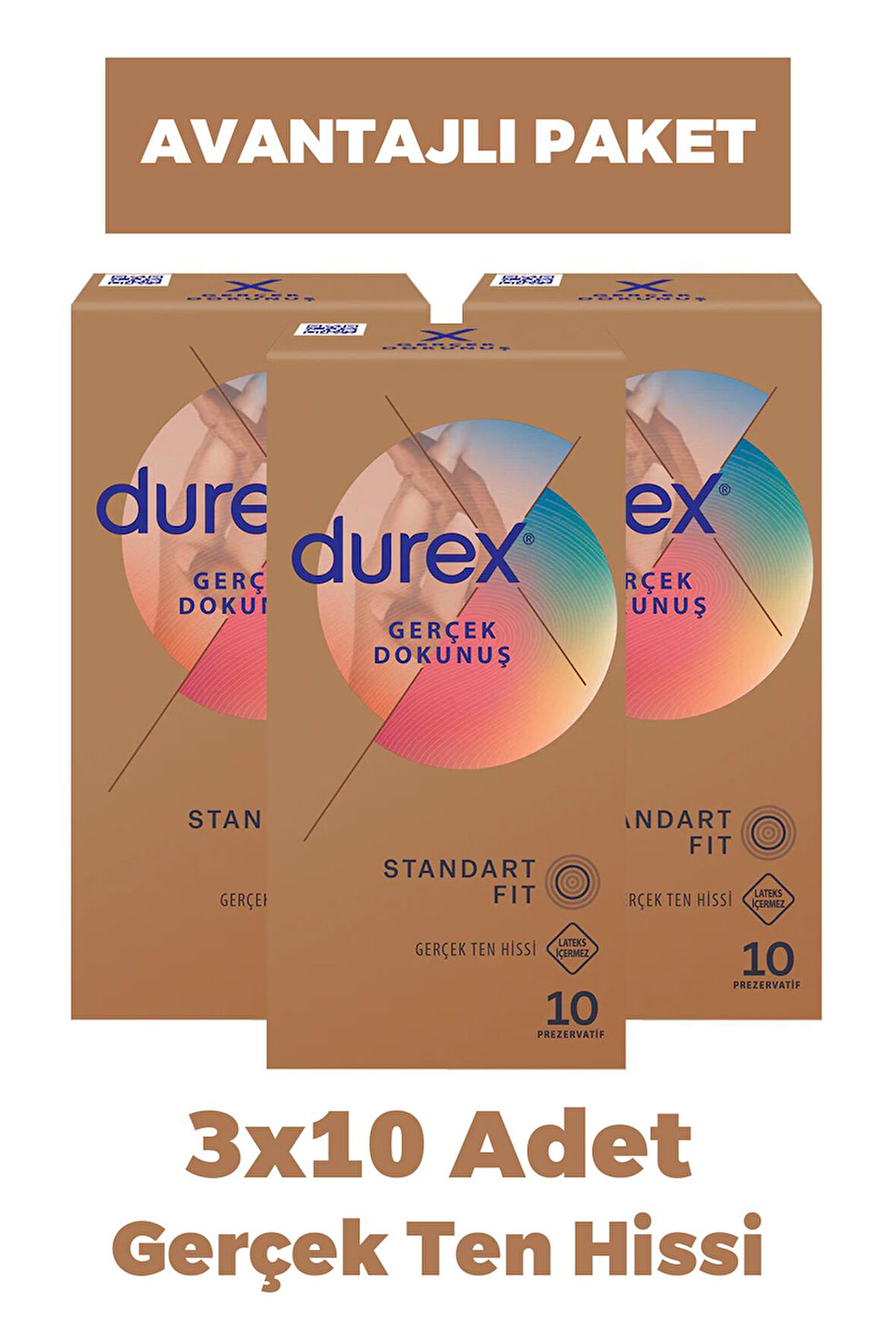 Durex Gerçek Dokunuş Ultra Kaygan Prezervatif 10'lu 3 Adet