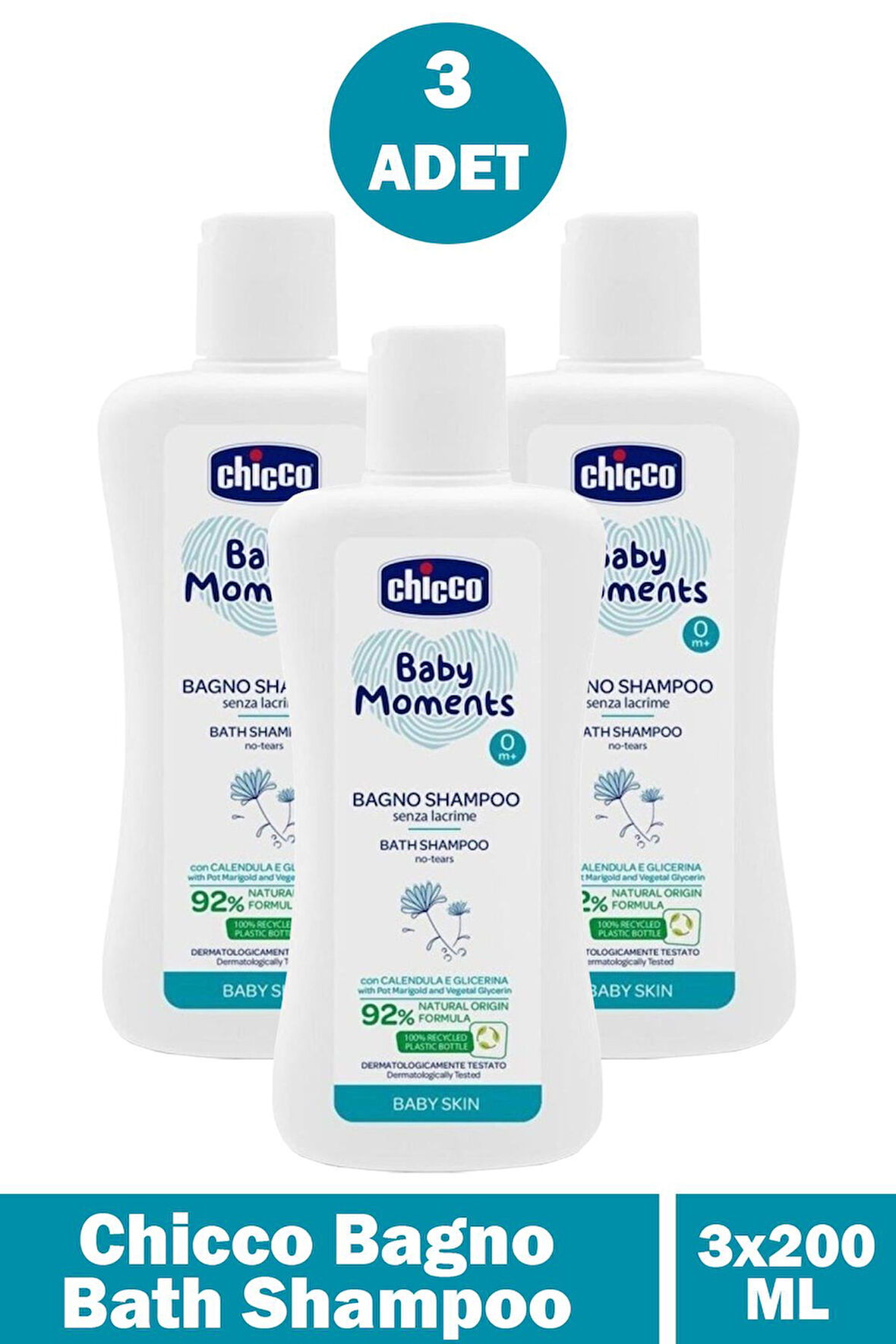 Chicco Bagno Bath Shampoo 200 ml 3 Adet