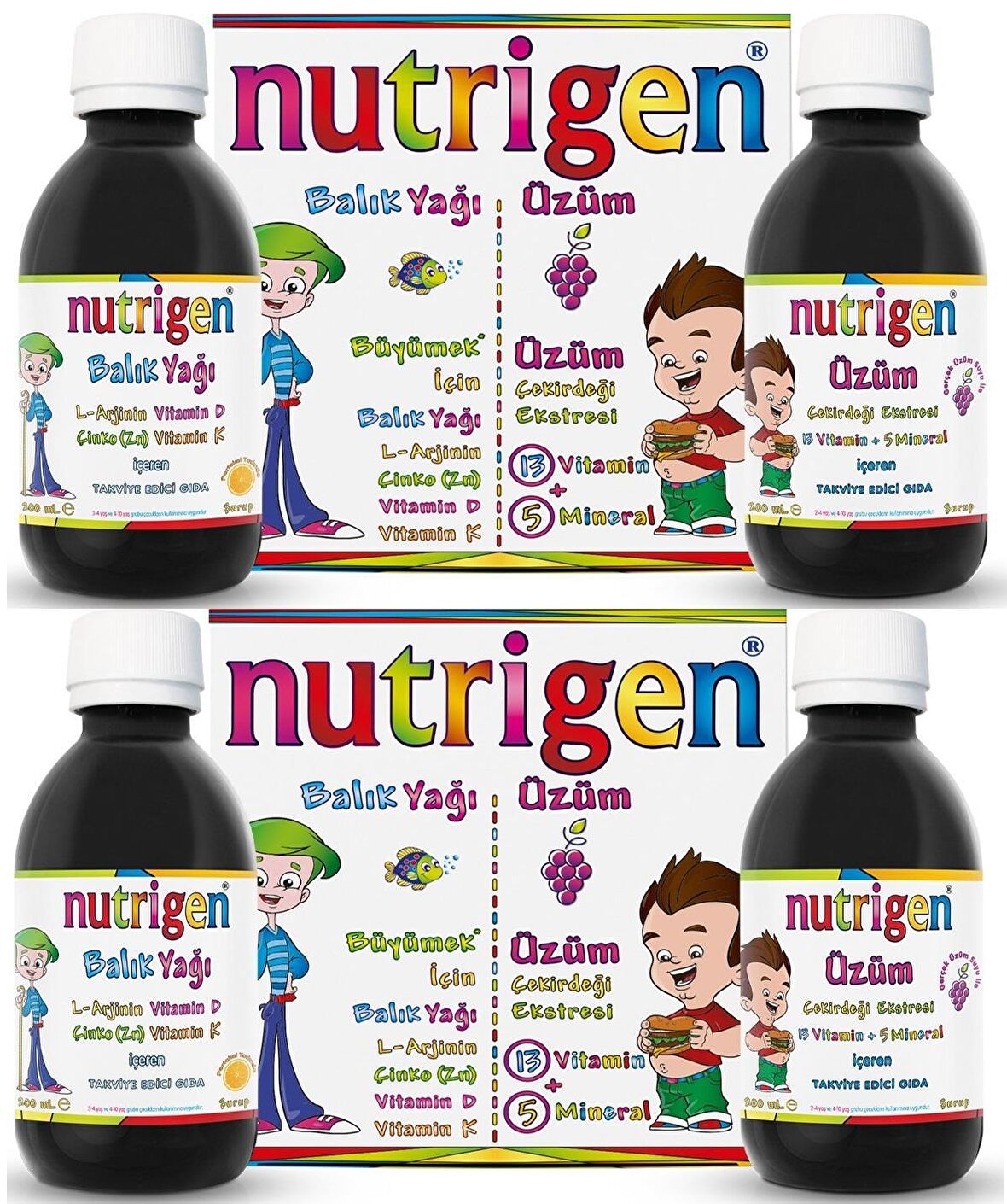 Nutrigen Balık Yağı 200 ml + Üzüm Çekirdeği Ekstresi 200 ml (2'şer Adet)