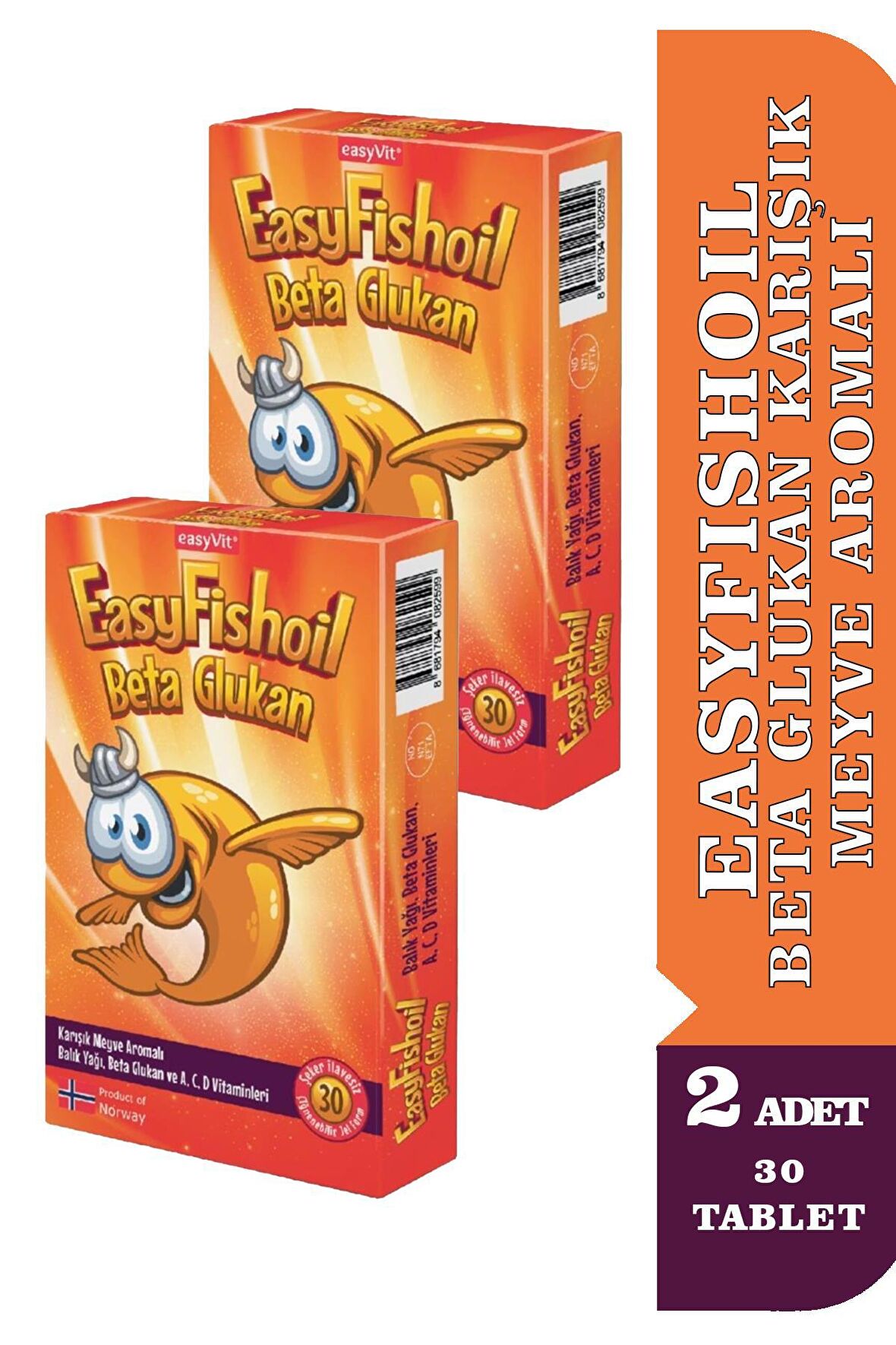 EasyFishoil Beta Glukan Karışık Meyve Aromalı 30 Jel Tablet 2 Adet