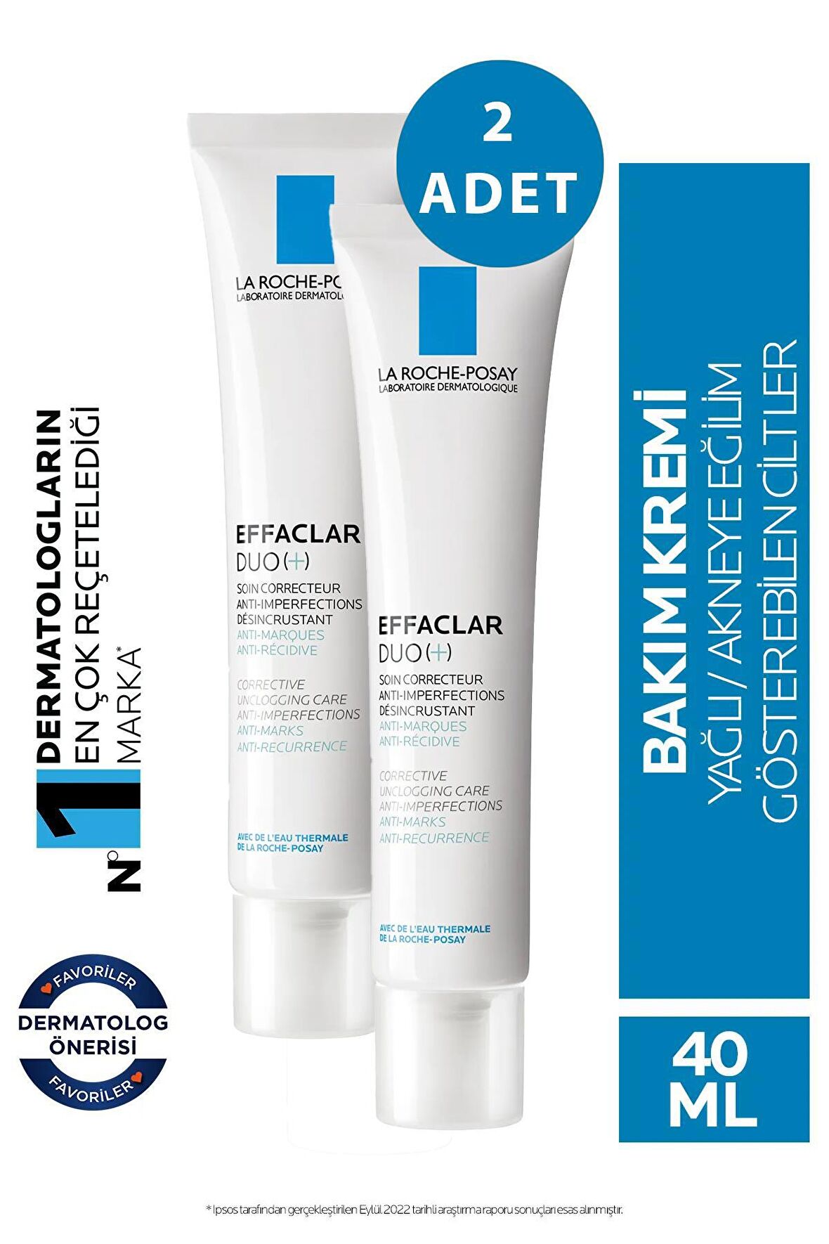 La Roche Posay Effaclar Duo + Cilt Kusuru Görünümü Karşıtı Akneye Eğilim Gösteren Ciltler İçin Bakım Kremi 40 ml 2 Adet