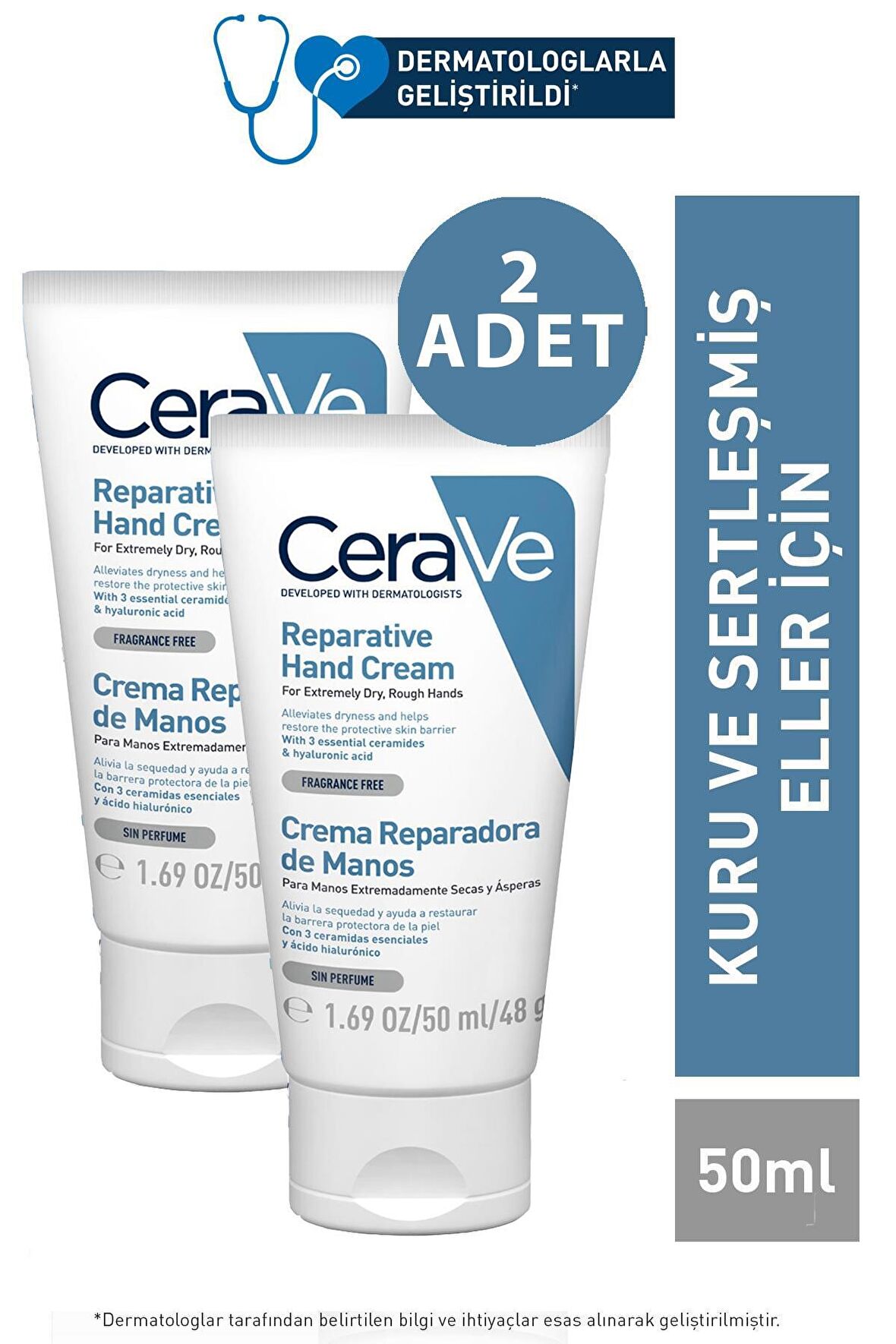 Cerave Reparative Hand Cream Kuru & Sertleşmiş Eller İçin 50 ml 2 Adet