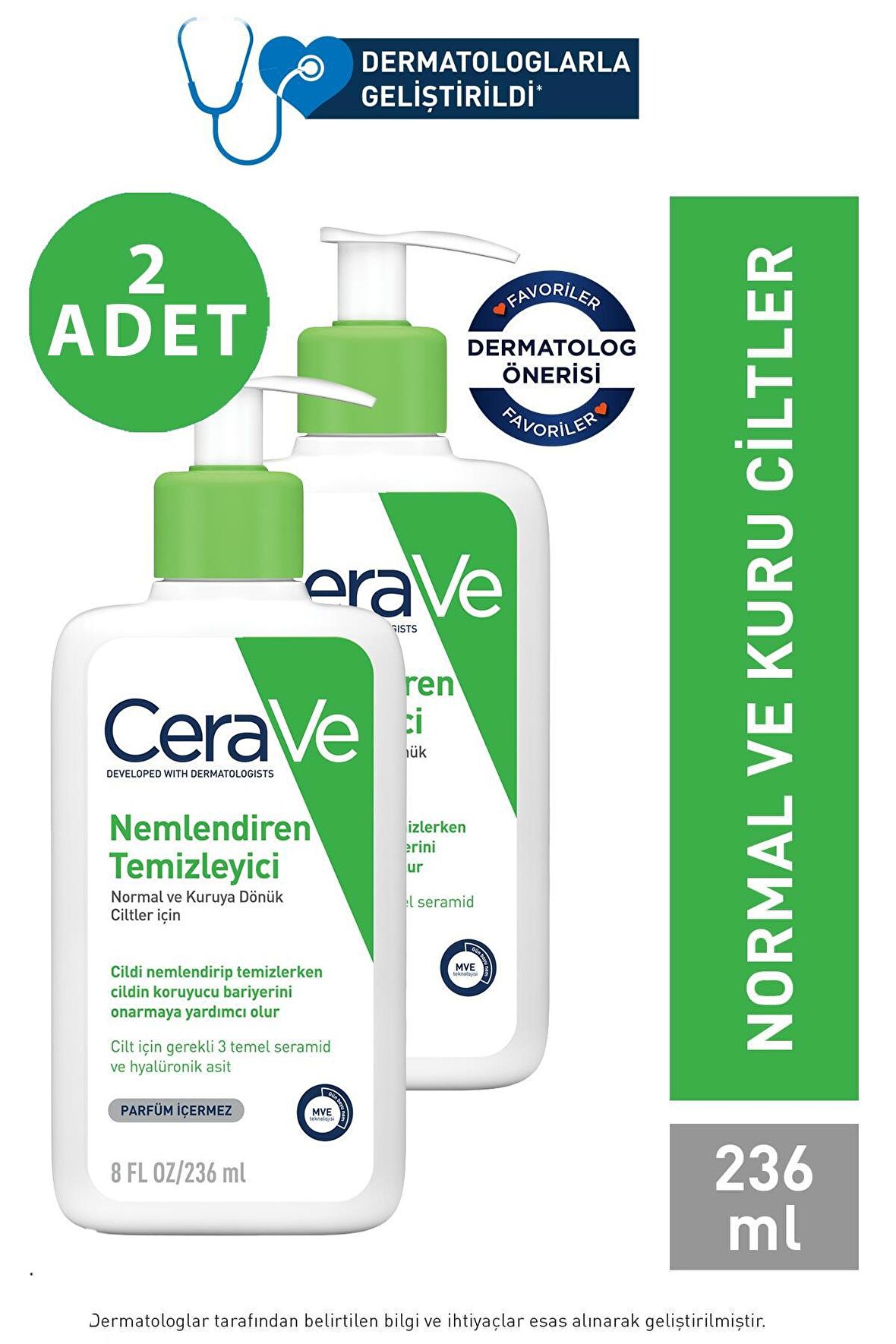 Cerave Hydrating Cleanser Normal & Kuruya Dönük Ciltler İçin 236 ml 2 Adet