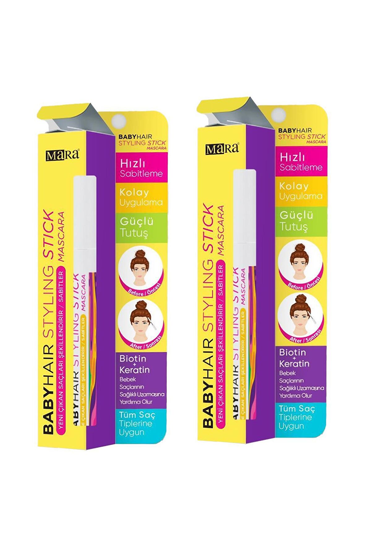 Mara Baby Hair Styling Yeni Çıkan Saç Sabitleyici Stick Mascara 7 ml 2 Adet
