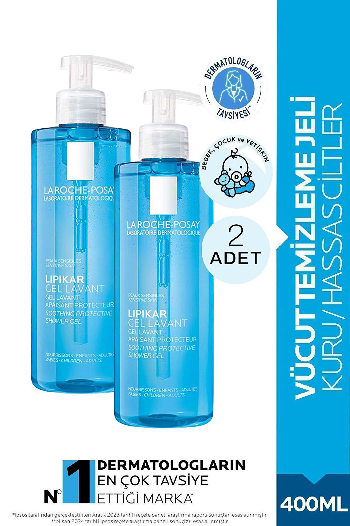 La Roche Posay Lipikar Gel Lavant 400 ml 2 Adet