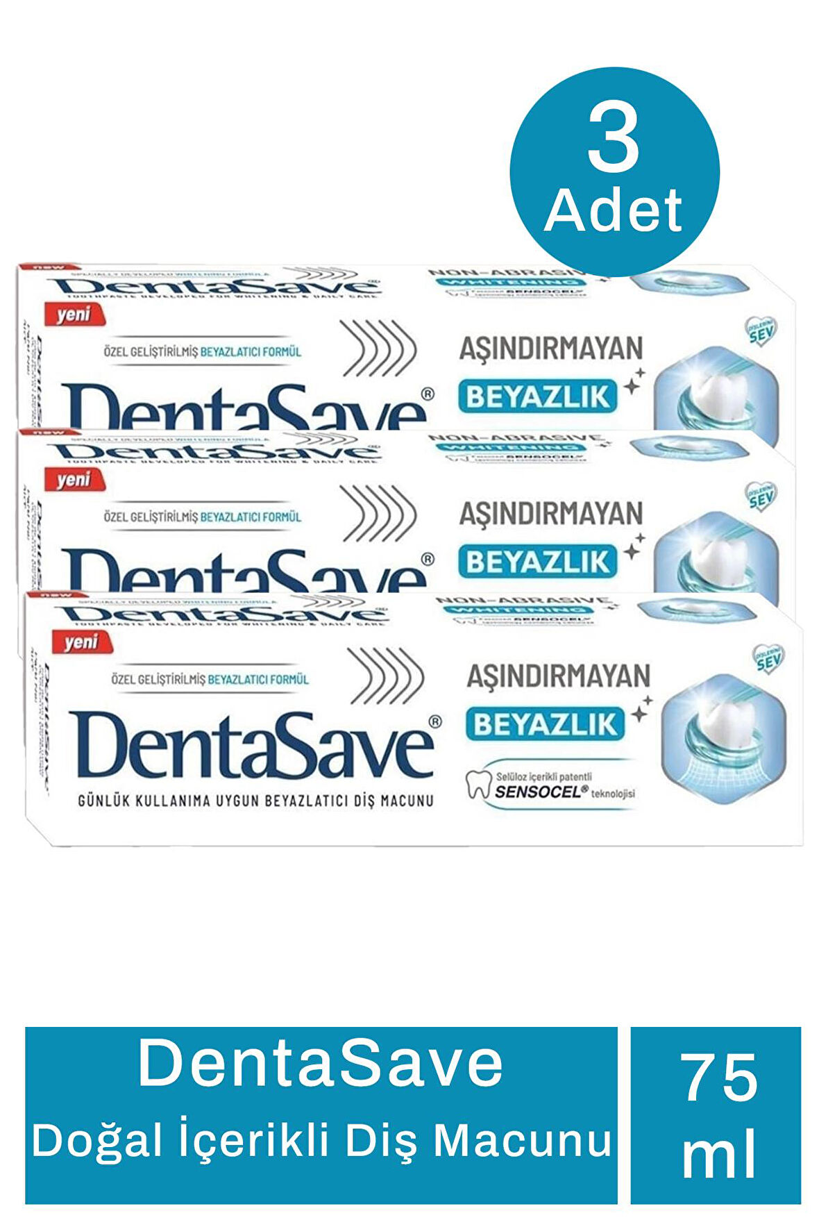 Dentasave Aşındırmayan Beyazlık Diş Macunu 75 ml 3 Adet