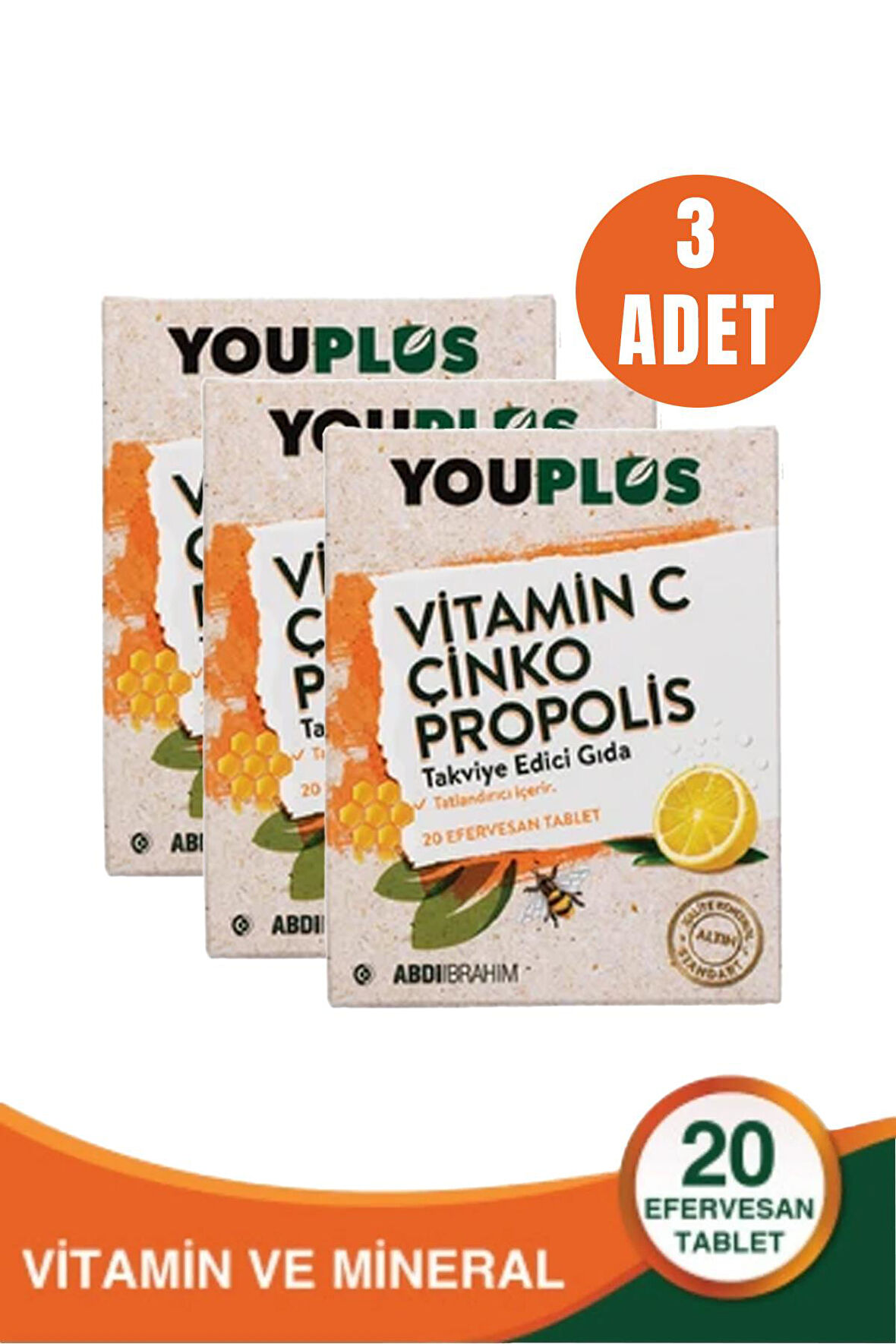 Youplus Vitamin C Çinko Propolis 20 Efervesan Tablet 3 Adet