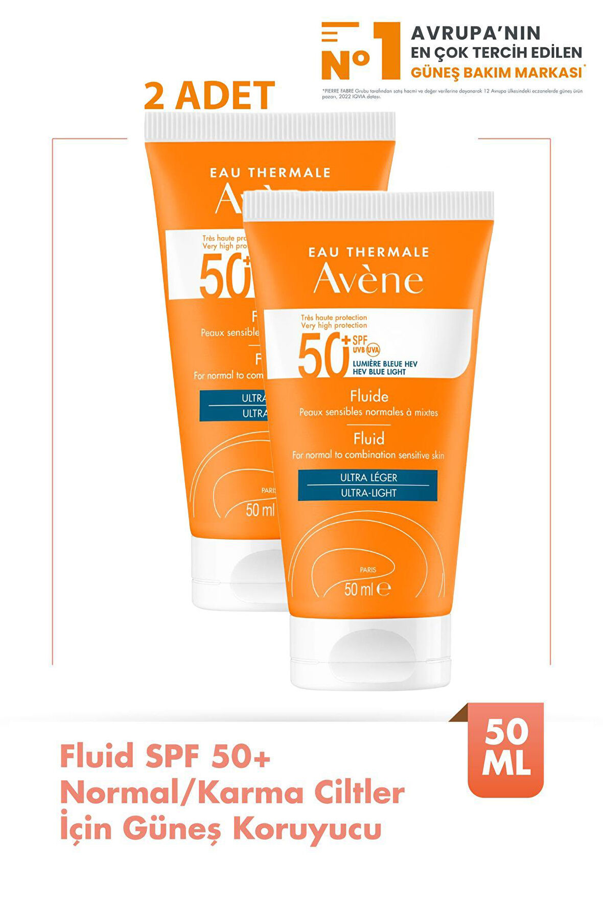 Avène Fluid 3 Second Absorption Ultra Light SPF50+ 50 ml 2 Adet