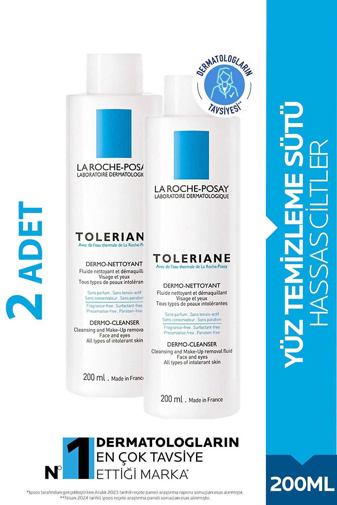 La Roche Posay Toleriane Yüz ve Makyaj Temizleyici 200 ml 2 Adet