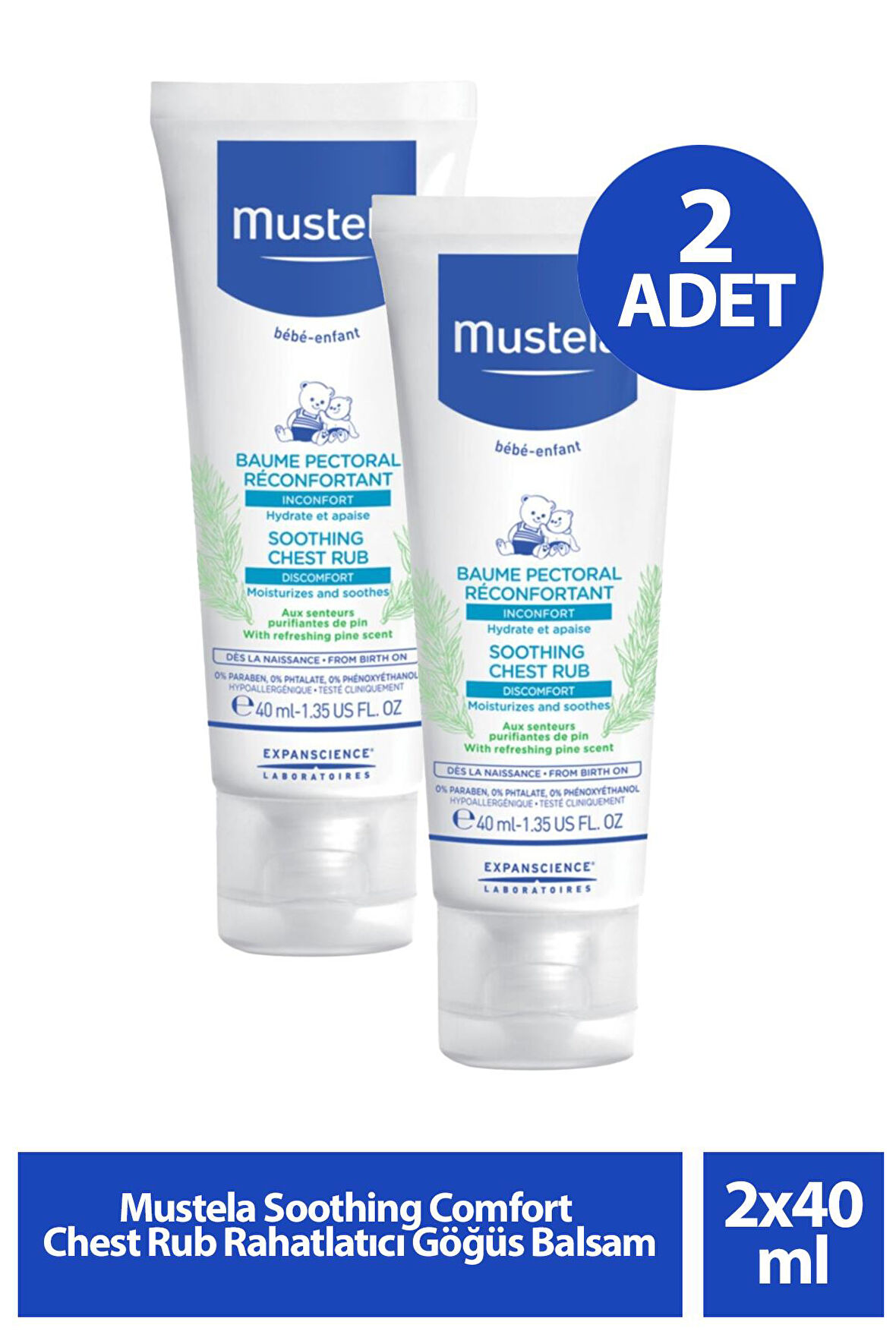 Mustela Soothing Comfort Chest Rub Rahatlatıcı Göğüs Balsamı 40 ml 2 Adet