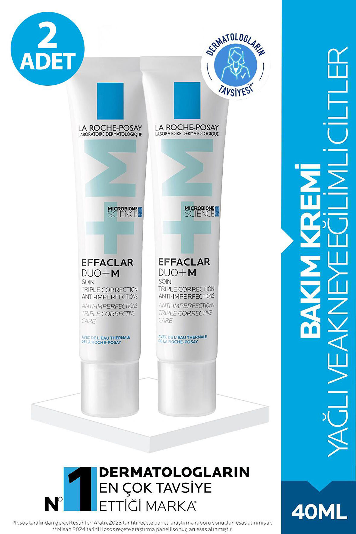 La Roche Posay Effaclar Duo + Cilt Kusuru Görünümü Karşıtı Akneye Eğilim Gösteren Ciltler İçin Bakım Kremi 40 ml 2 Adet