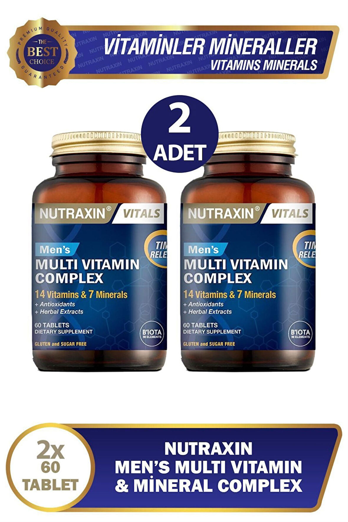 Nutraxin Multivitamin Mineral Complex Erkek 60 Tablet 2 Adet