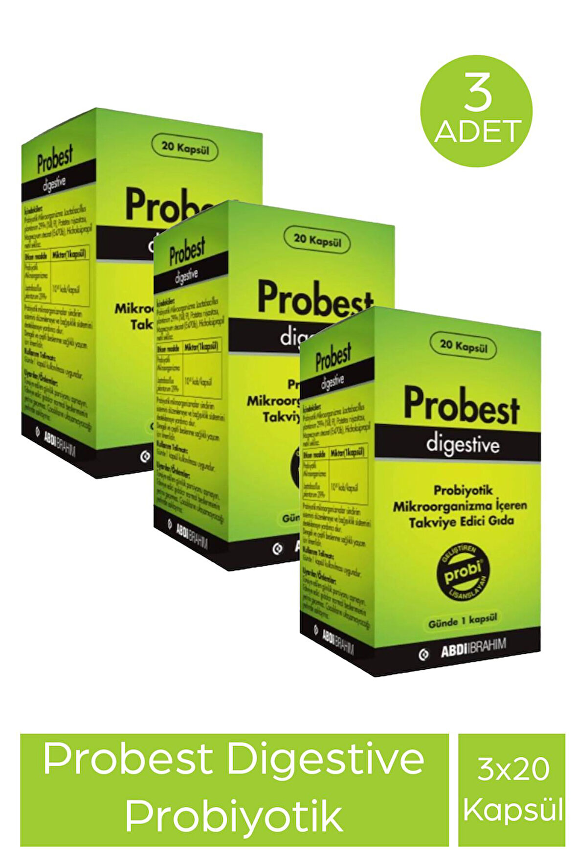 Probest Digestive Probiyotik 20 Kapsül 3 Adet