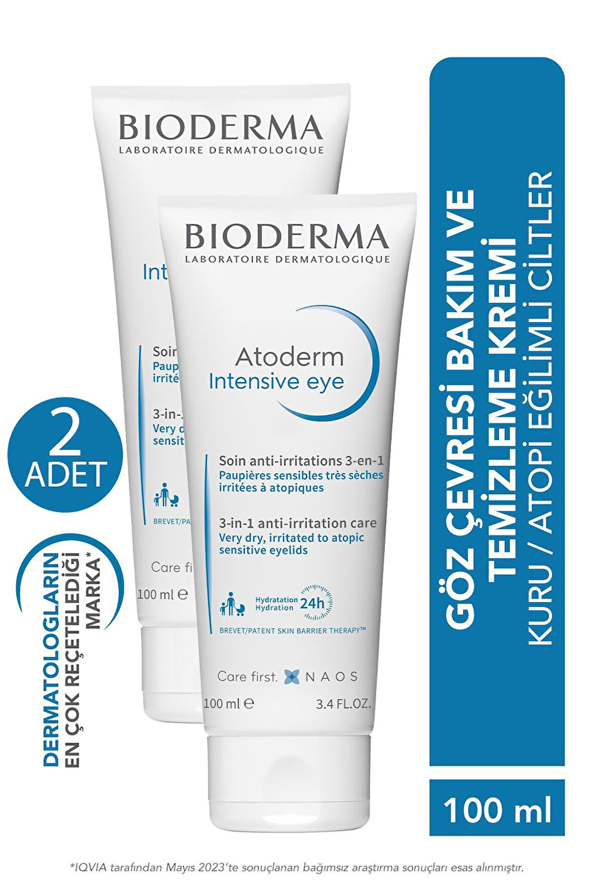 Bioderma Atoderm Intensive Eye Göz Çevresi Kremi 100 ml 2 Adet