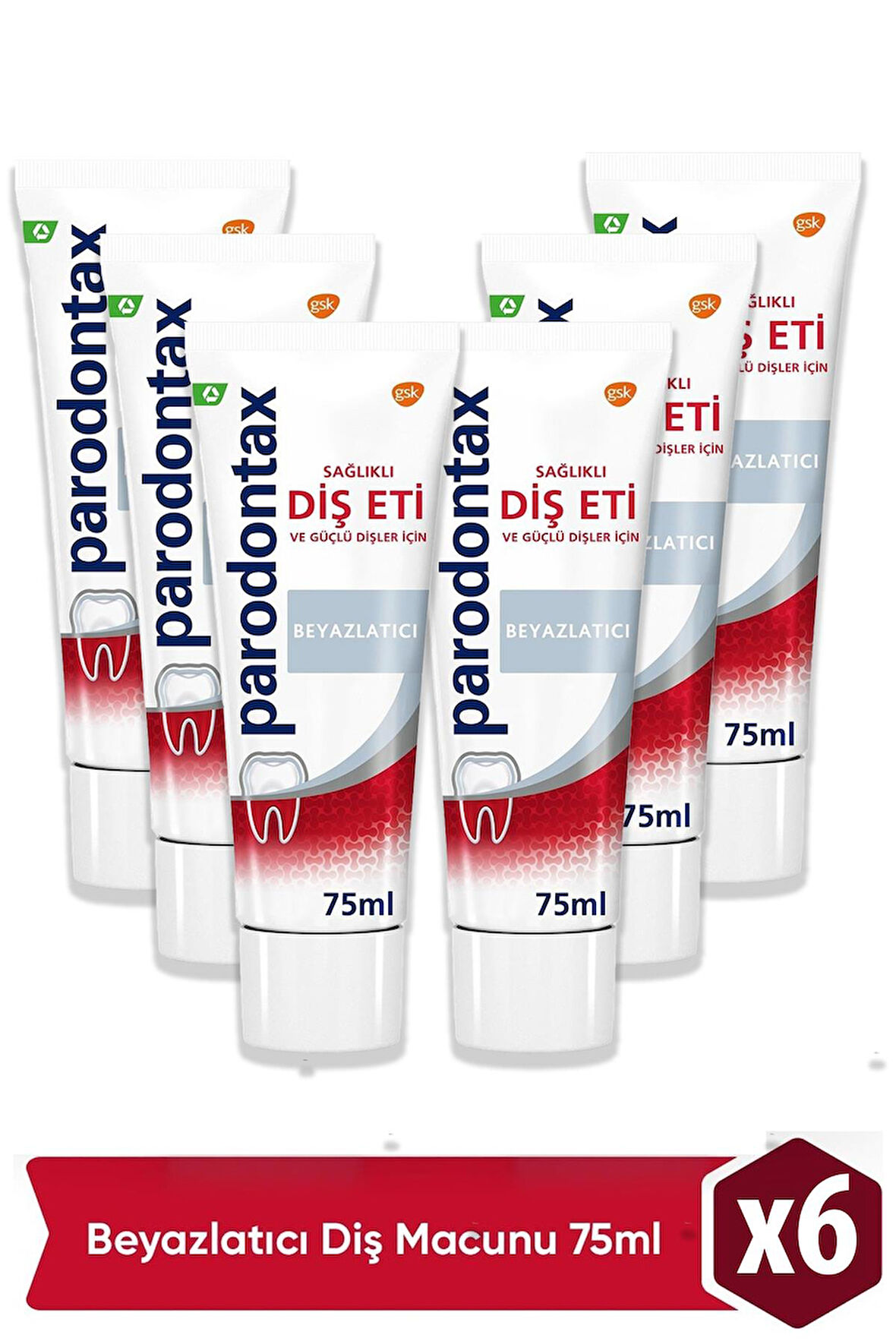 Parodontax Geliştirilmiş Tat Beyazlatıcı Diş Macunu 75 ml 6'lı