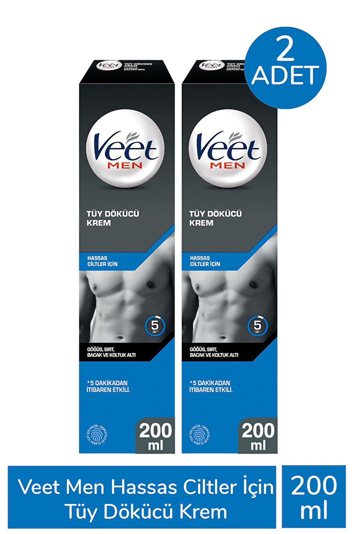 Veet Men Hassas Ciltler İçin Tüy Dökücü Krem 200 ml 2 Adet