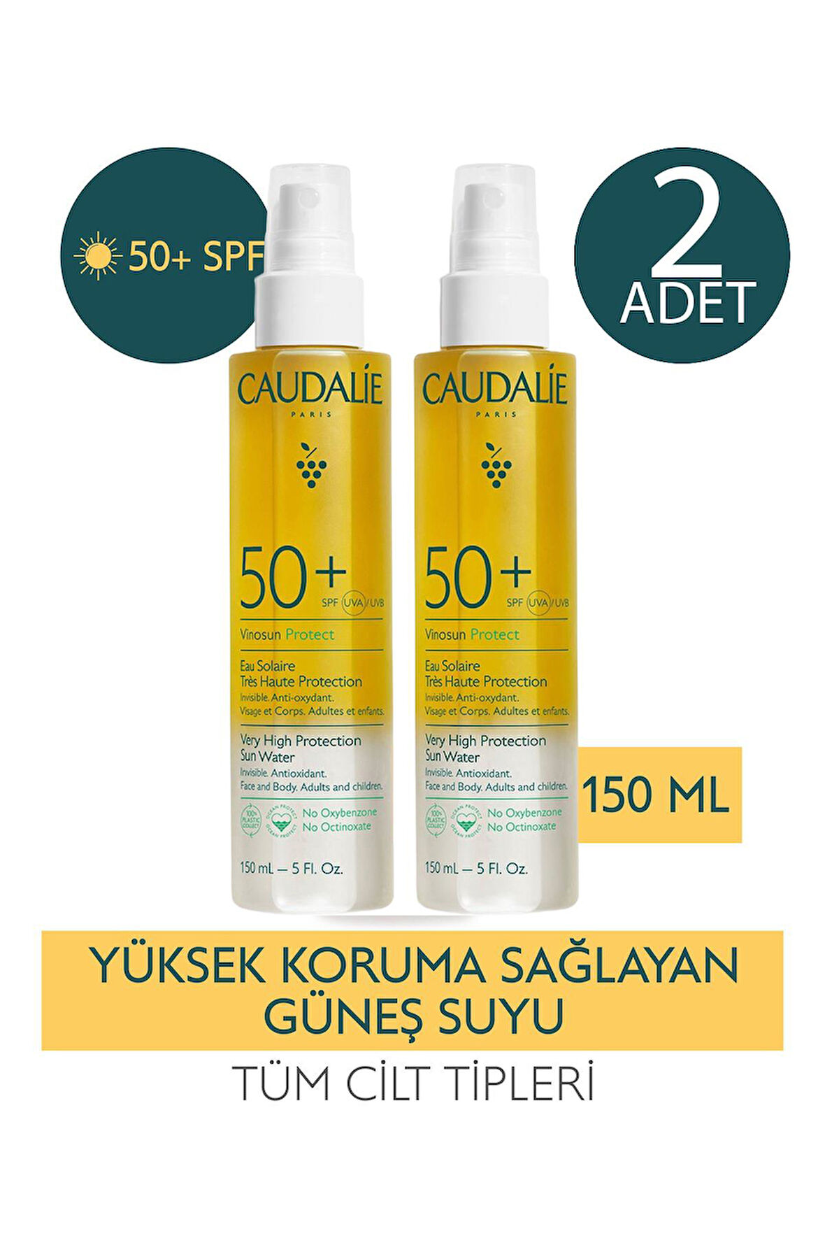 Caudalie Vinosun Very High Protection Water SPF50 150 ml 2 Adet