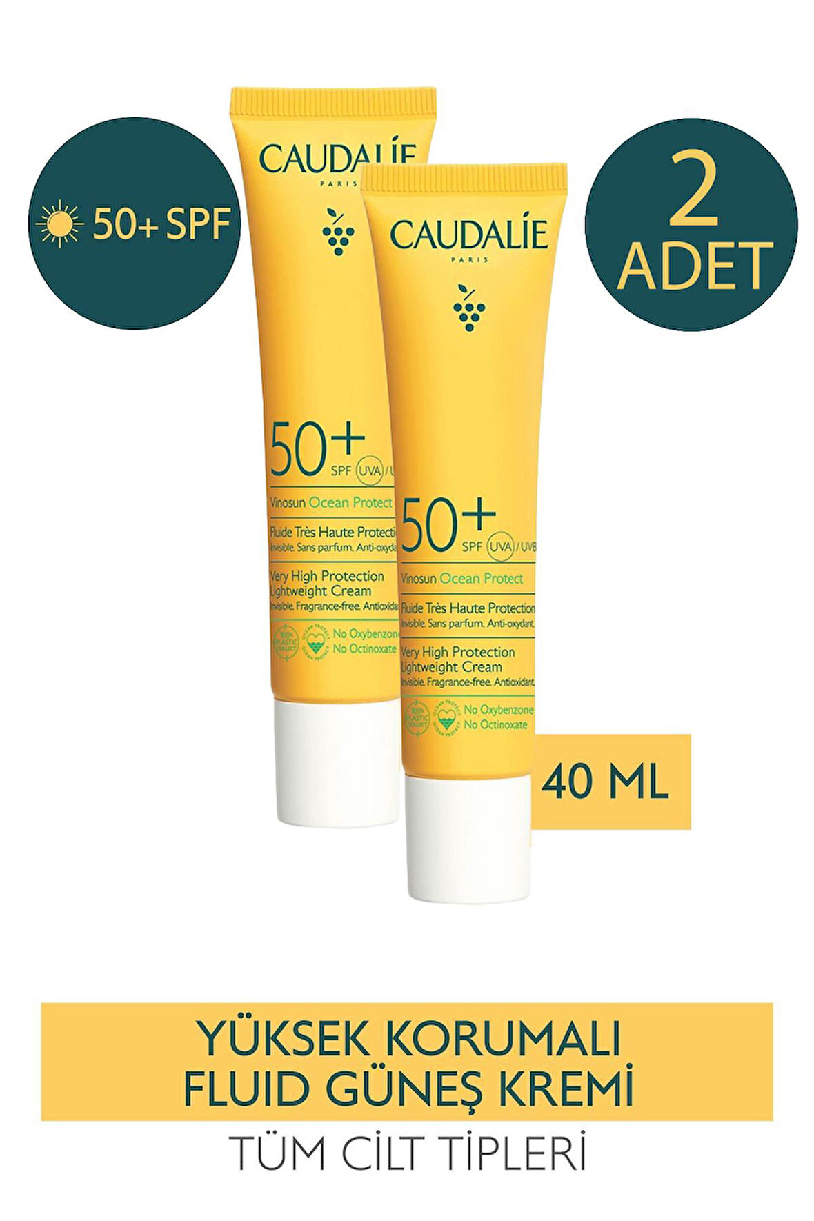Caudalie Vinosun Ocean Protect Fluide UVA/UVB SPF50+ 40 ml 2 Adet