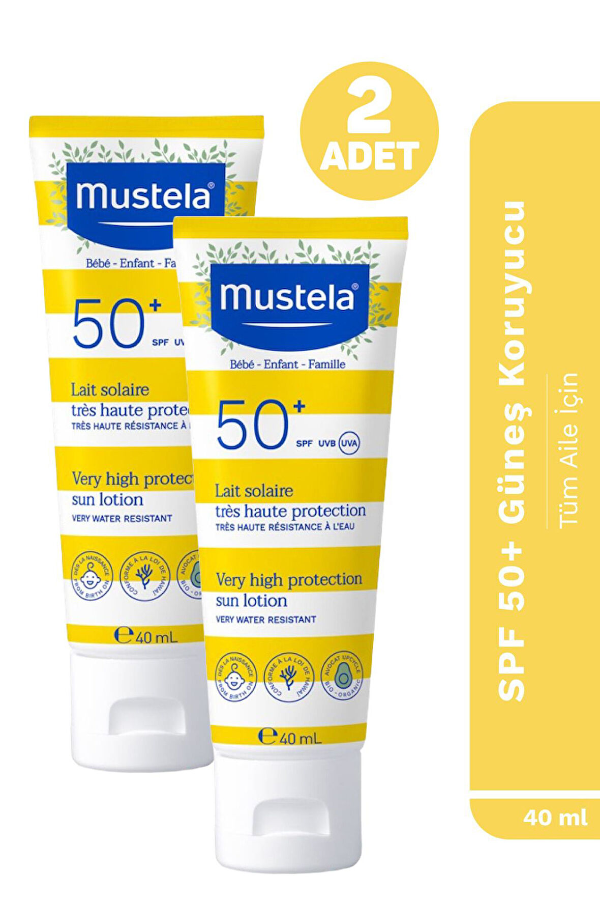 Mustela Güneş Losyonu SPF50 40 ml 2 Adet