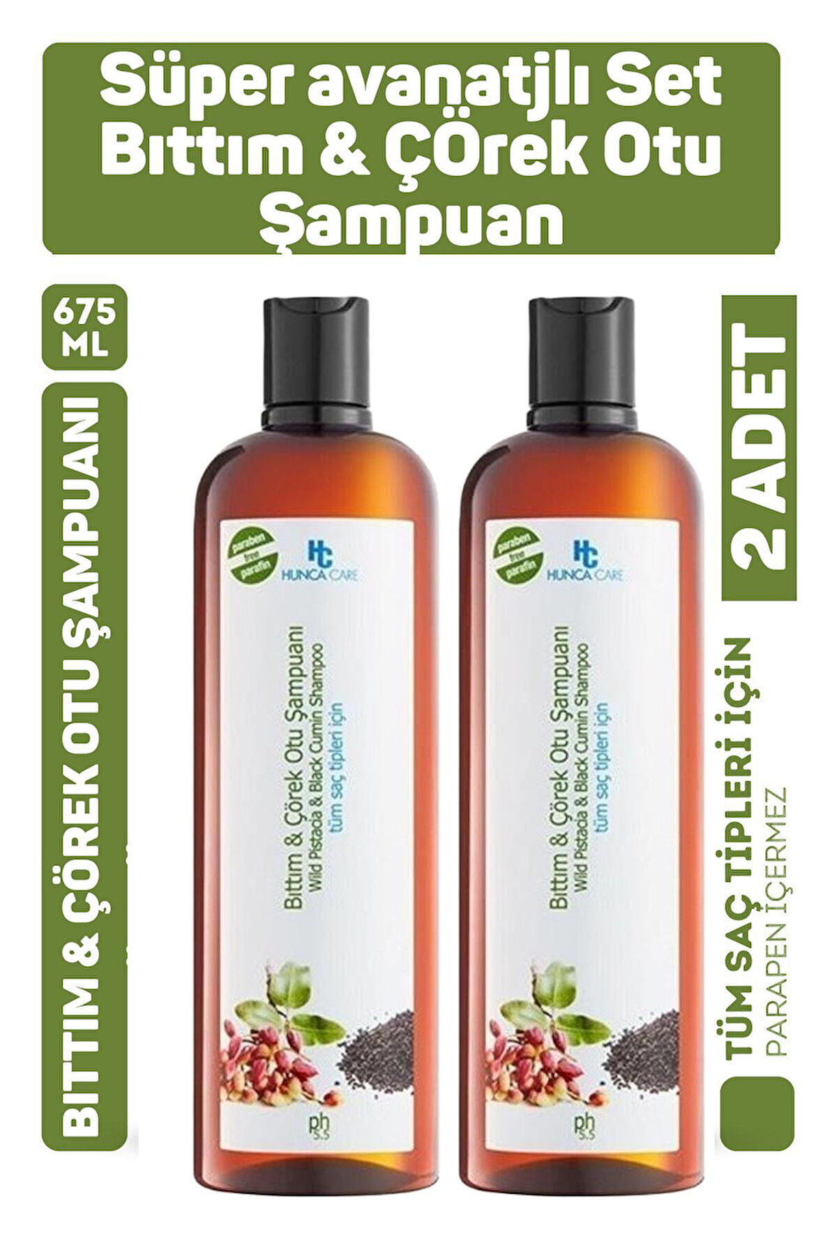 Hunca Care Bıttım ve Çörek Otu Şampuan 675 ml 2 Adet