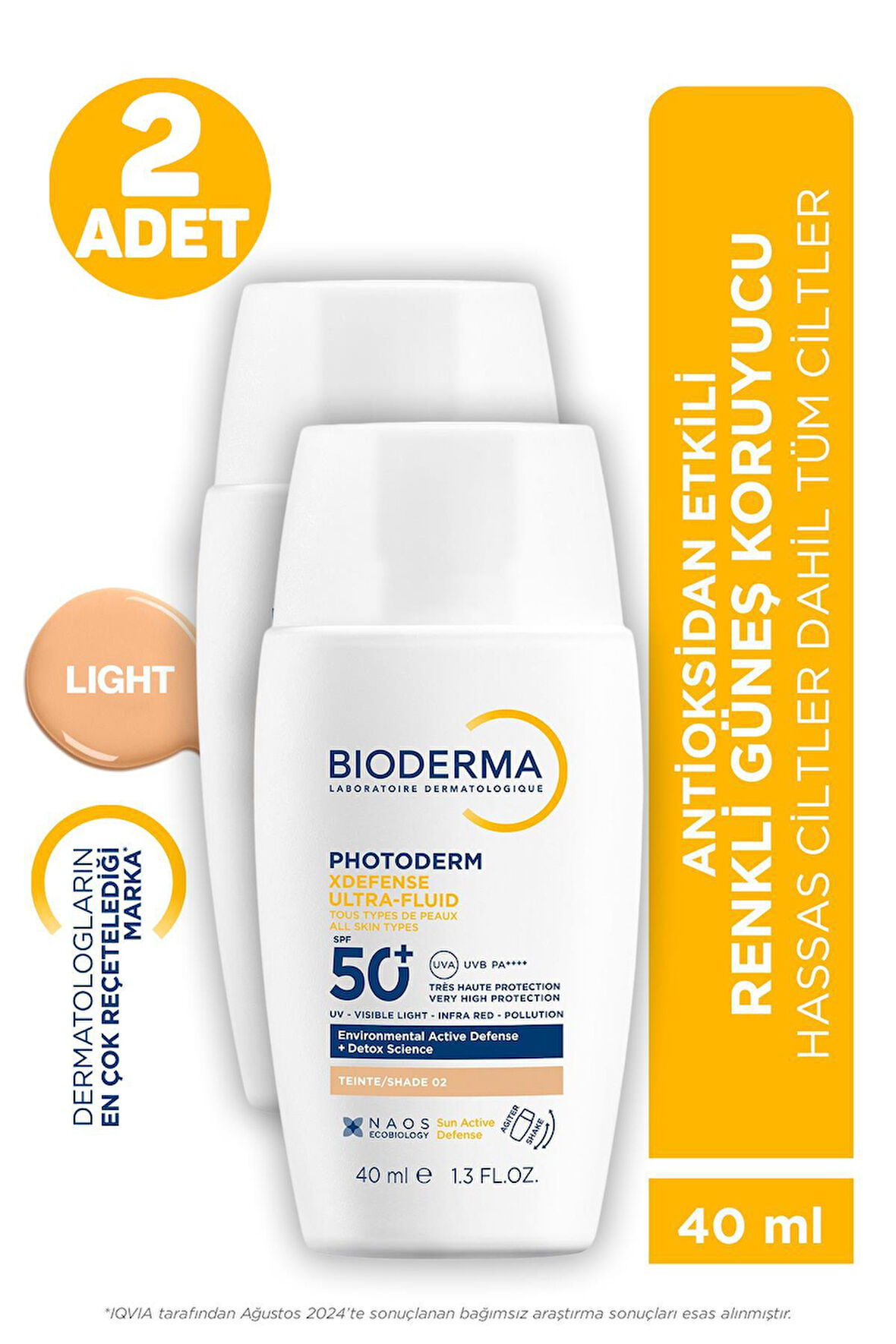 Bioderma Photoderm Xdefense Spf50+ Light 40 ml 2 Adet