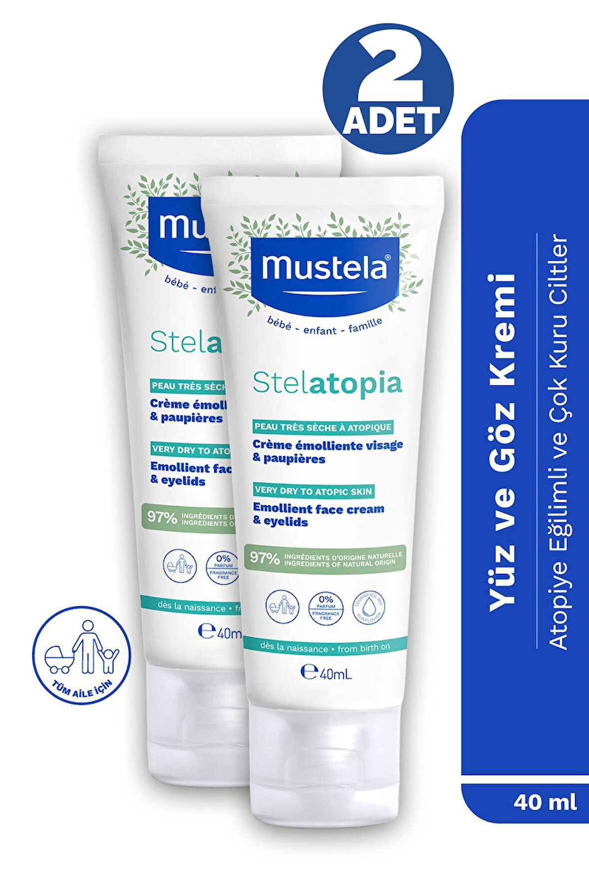 Mustela Stelatopia Emollient Face Cream 40 ml 2 Adet