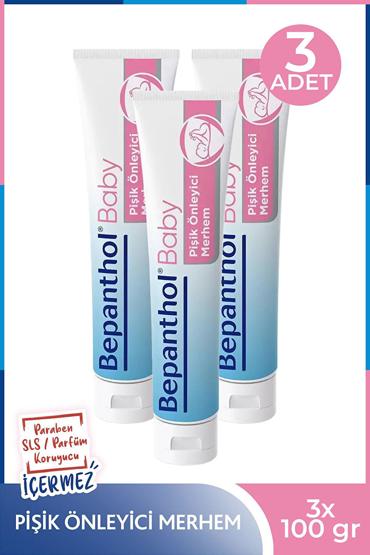Bepanthol Baby Pişik Önleyici Merhem 100 gr 3 Adet