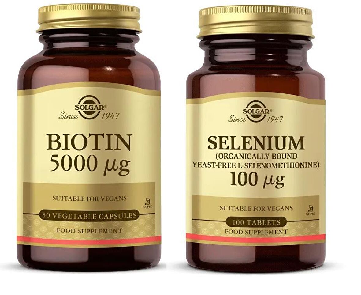 Solgar Biotin 5000 mcg 50 Kapsül+Solgar Selenium 100 Tablet