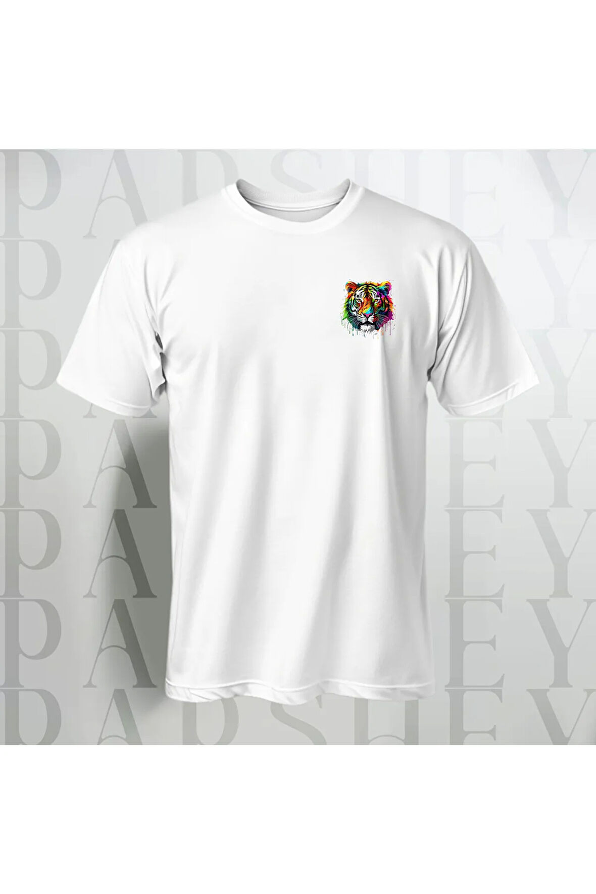 Kaplan Desenli Unisex Yarım Kollu Bisiklet Yaka %100 Pamuk Oversize T-shirt