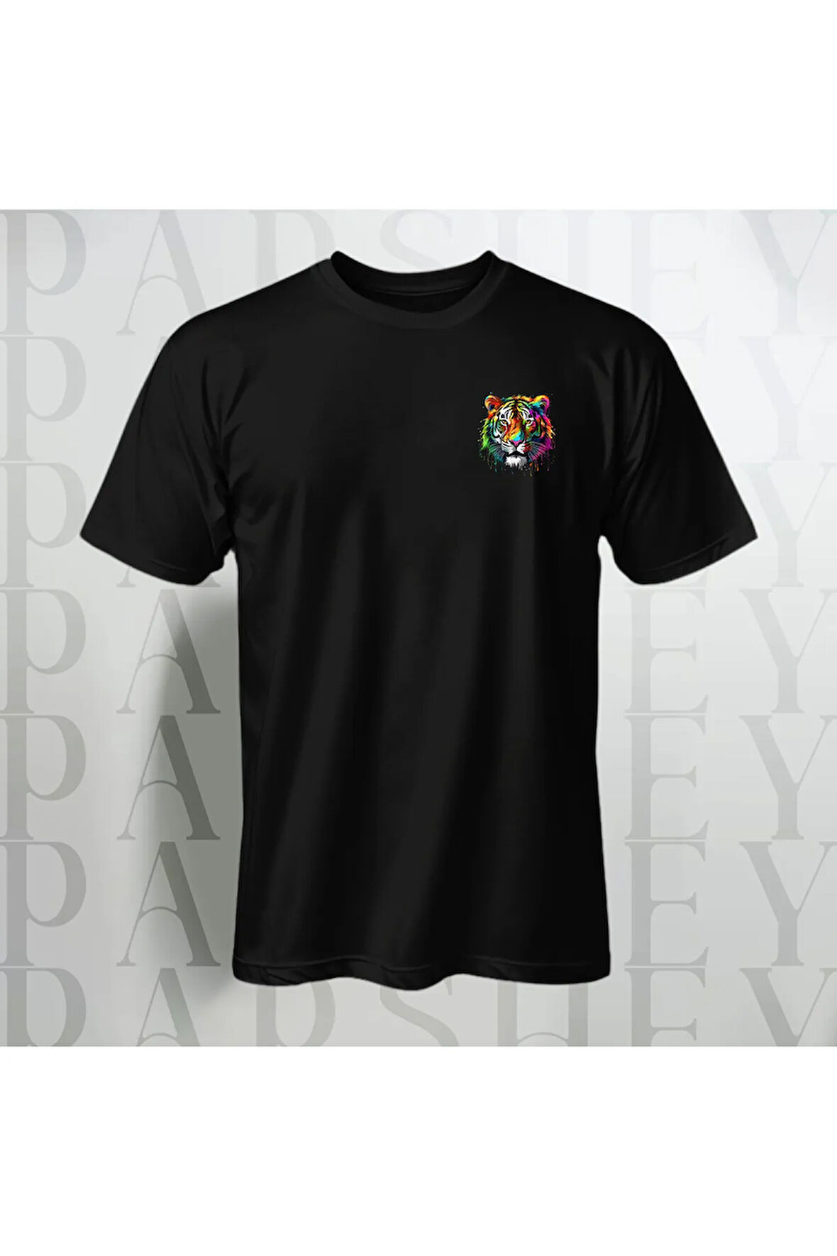 Kaplan Desenli Unisex Yarım Kollu Bisiklet Yaka %100 Pamuk Oversize T-shirt