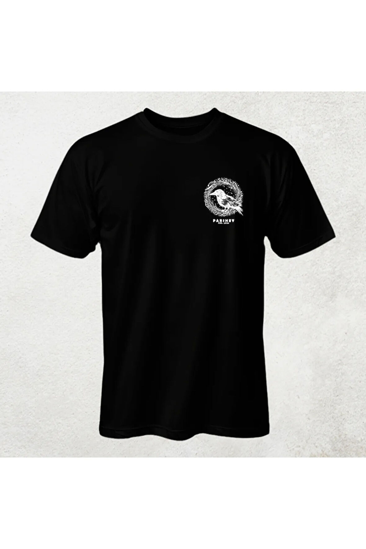 Kuş Desenli Unisex Yarım Kollu Bisiklet Yaka %100 Pamuk Oversize T-shirt