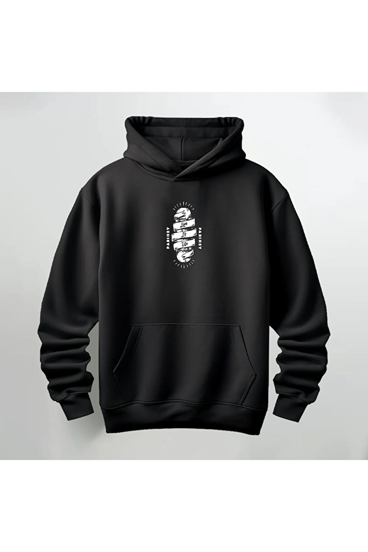 Live it Up Desenli Kapüşonlu Sweatshirt Hoodie Kalın Kumaş 3 İplik Şardonlu