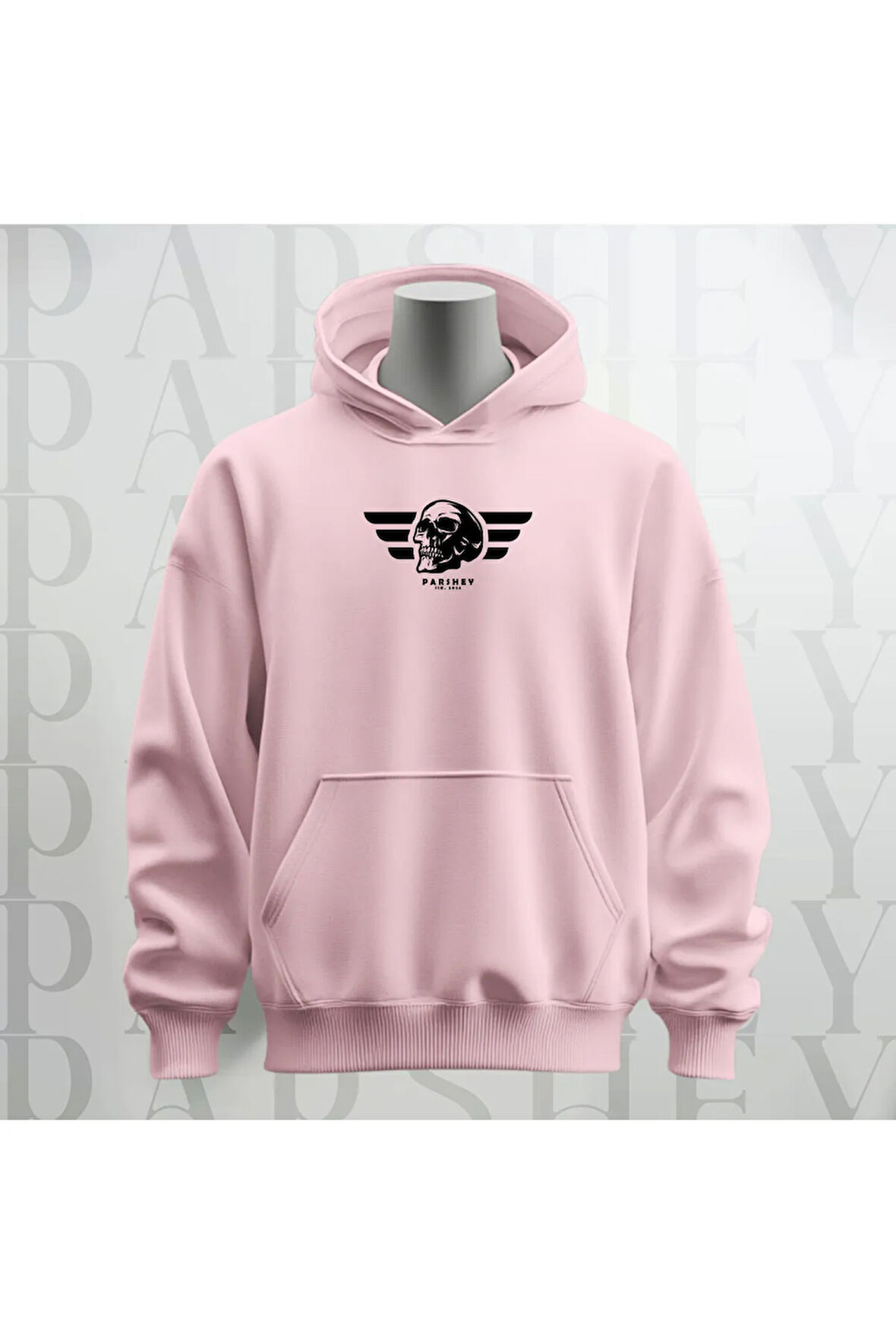 Kuru Kafa Desenli Kapüşonlu Sweatshirt Hoodie Kalın Kumaş 3 İplik Şardonlu