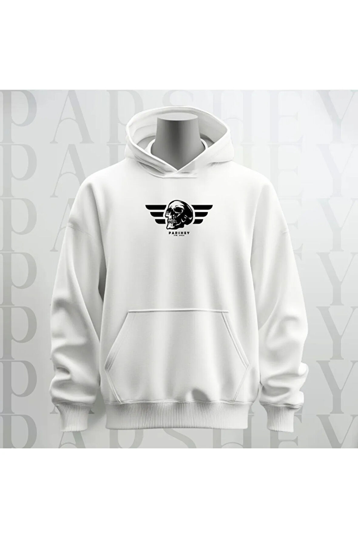 Kuru Kafa Desenli Kapüşonlu Sweatshirt Hoodie Kalın Kumaş 3 İplik Şardonlu