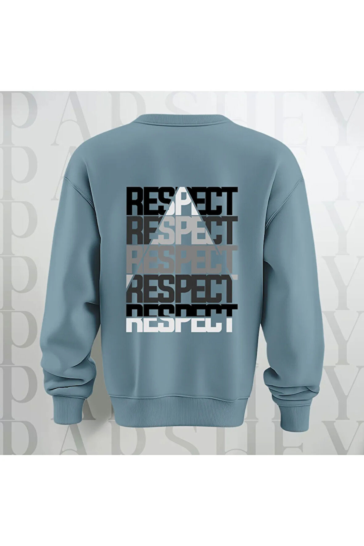 Respect Baskılı Kalın Kumaş 3 İplik Yazı Baskılı Unisex Bisiklet Yaka Sweatshirt