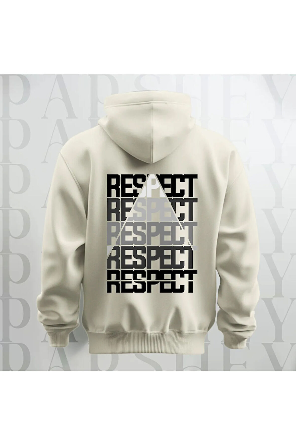 Respect Baskılı Kapüşonlu Sweatshirt Hoodie Kalın Kumaş 3 İplik Şardonlu