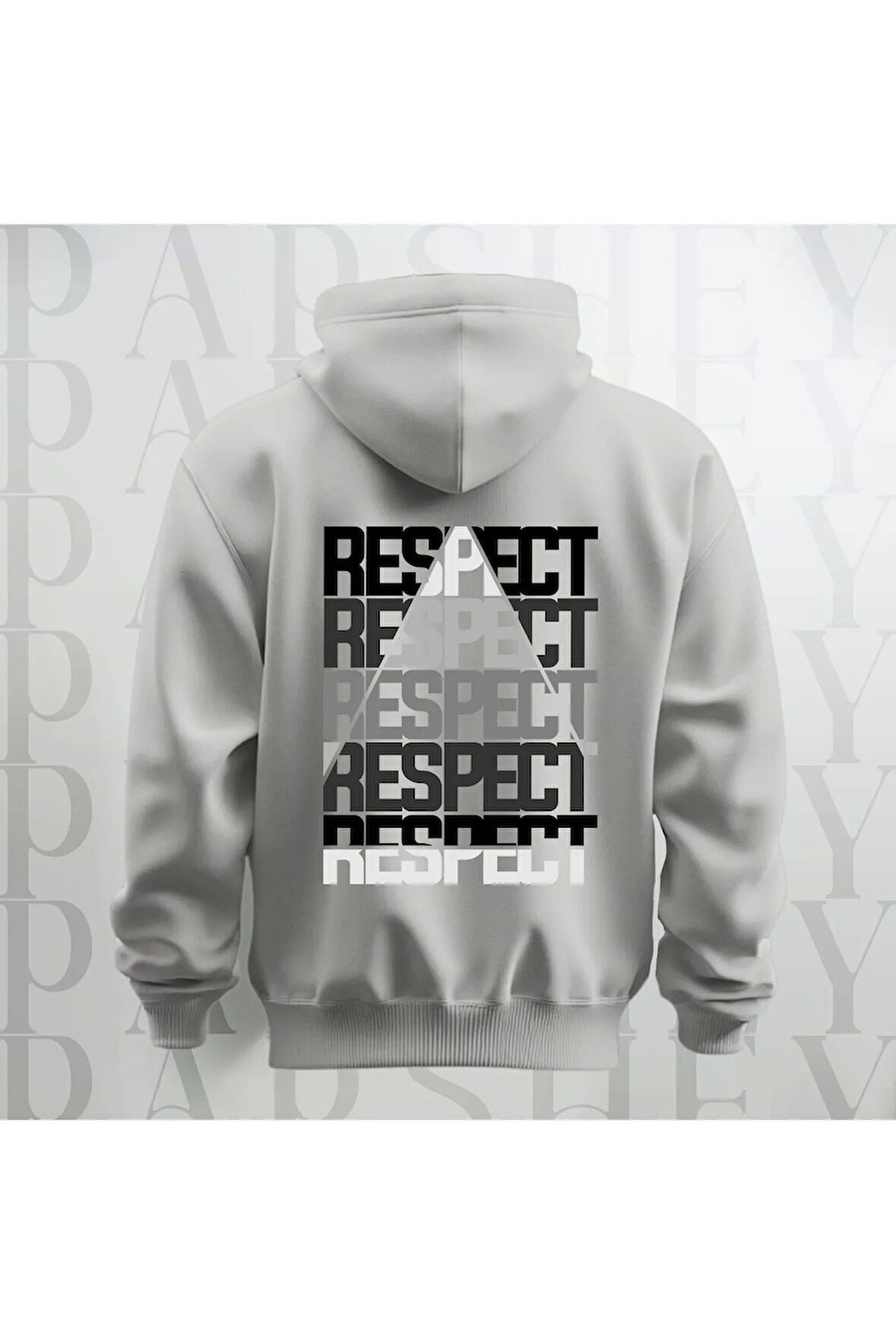 Respect Baskılı Kapüşonlu Sweatshirt Hoodie Kalın Kumaş 3 İplik Şardonlu