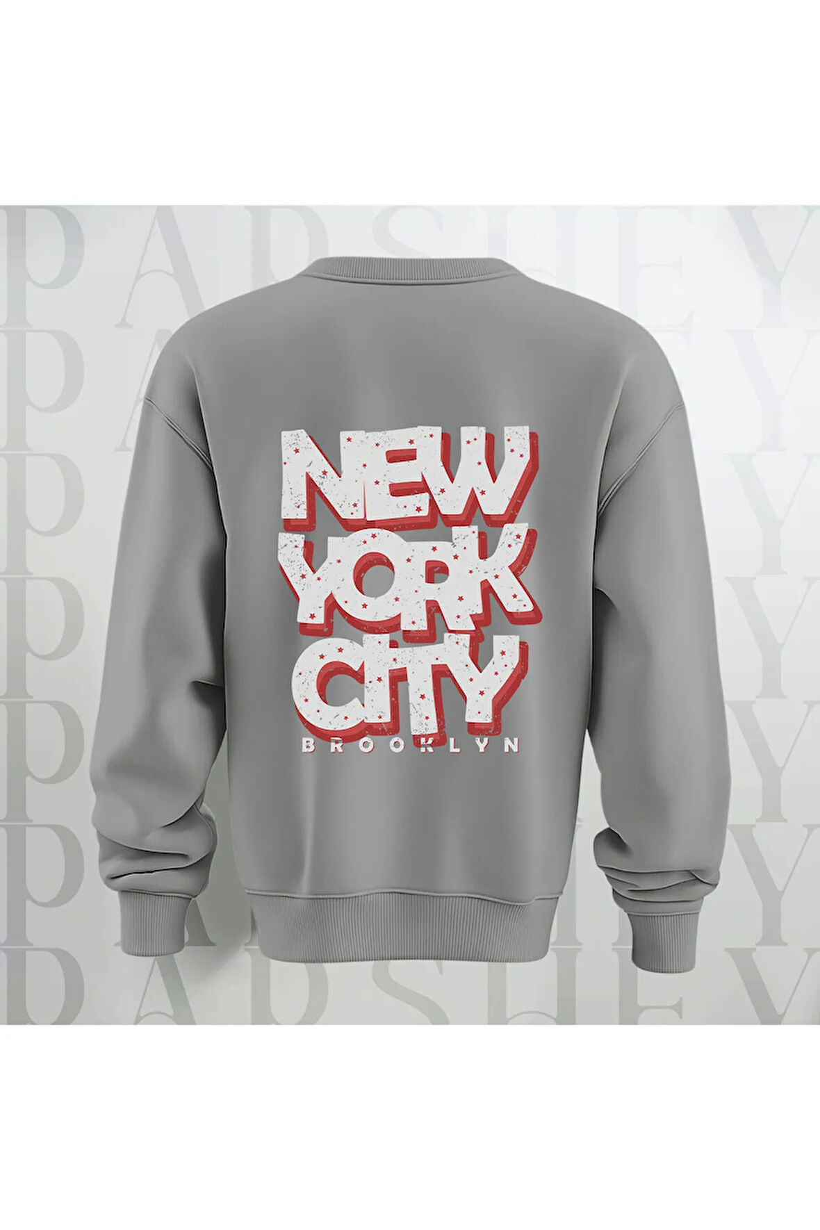 NYC Brooklyn Kalın Kumaş 3 İplik Şardonlu Baskılı Unisex Bisiklet Yaka Sweatshirt