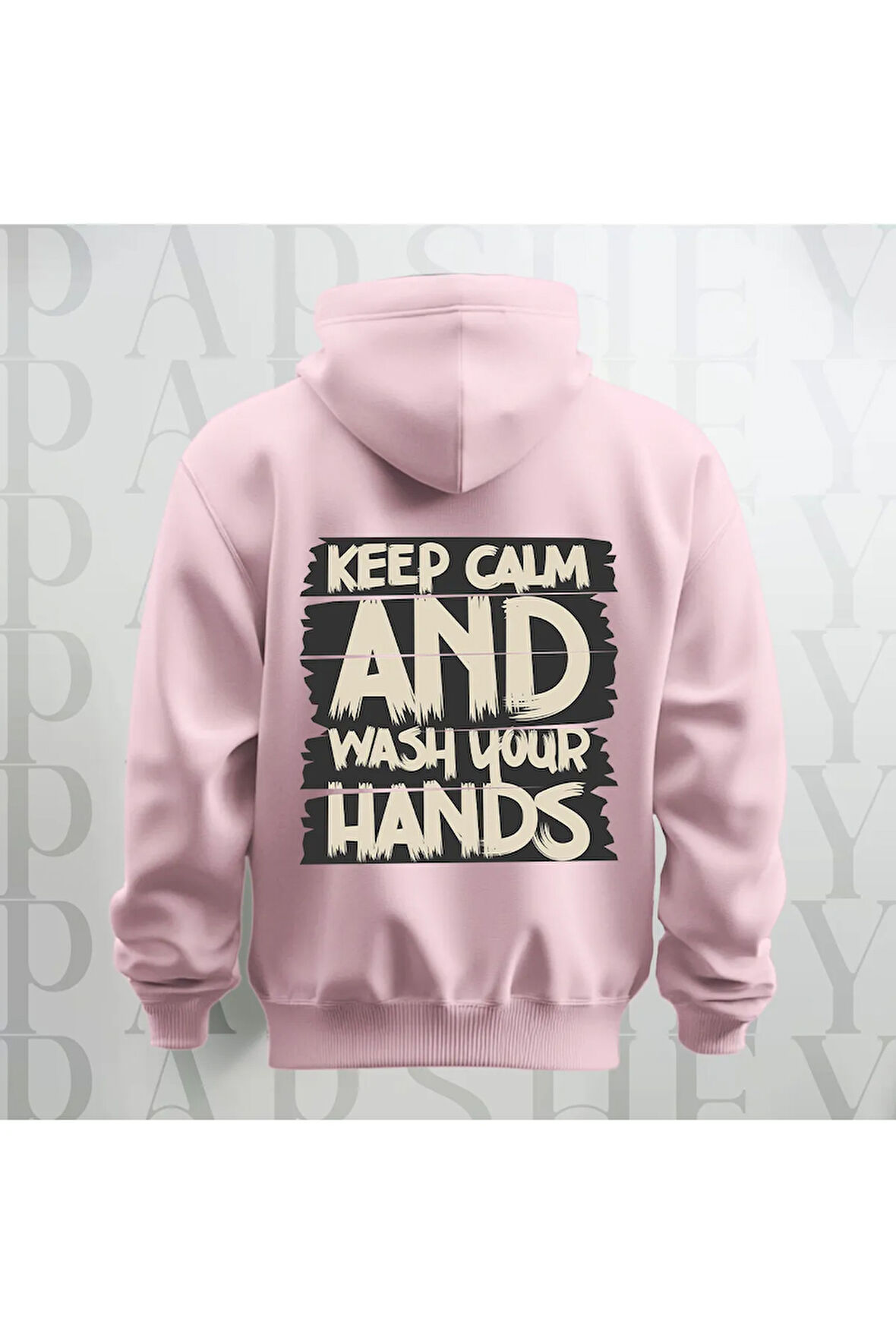 Keep Calm Baskılı Kapüşonlu Sweatshirt Hoodie Yünlü Kalın Kumaş 3 İplik Şardonlu