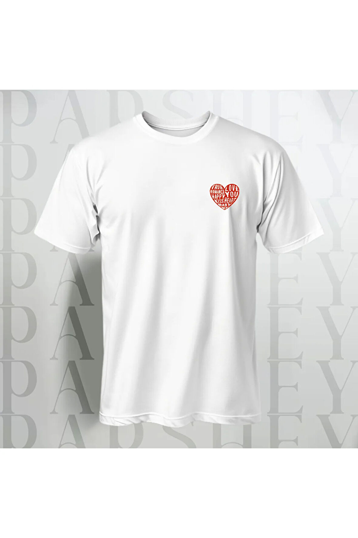 True Love Kalp Desenli Unisex Yarım Kollu Bisiklet Yaka %100 Pamuk Oversize T-shirt